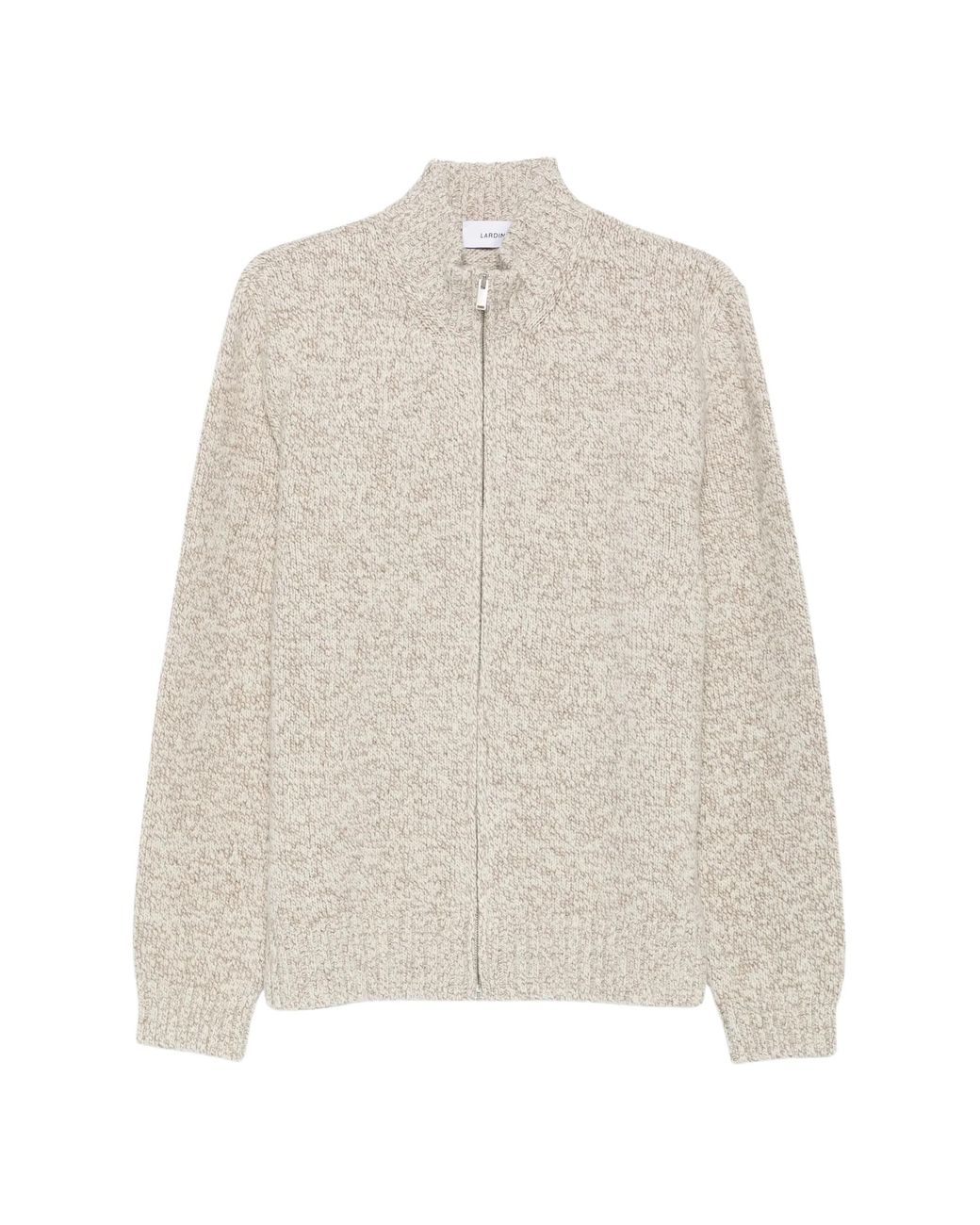 Lardini White Zip-Up Marl-Knit Cardigan for men