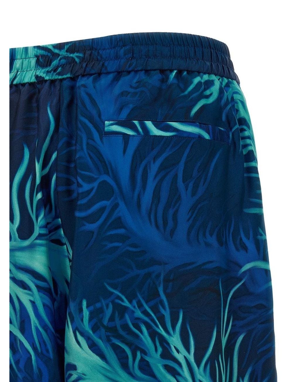 F.R.S For Restless Sleepers Blue Printed Silk Trousers