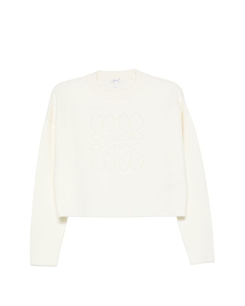 Loewe White Wool Crewneck Sweater