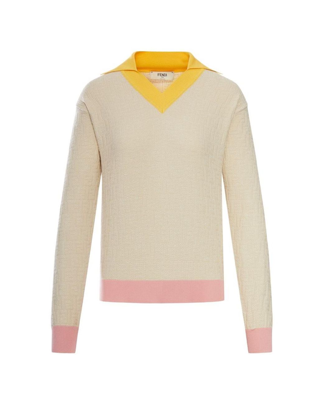Fendi White Cotton And Silk Blend Sweater