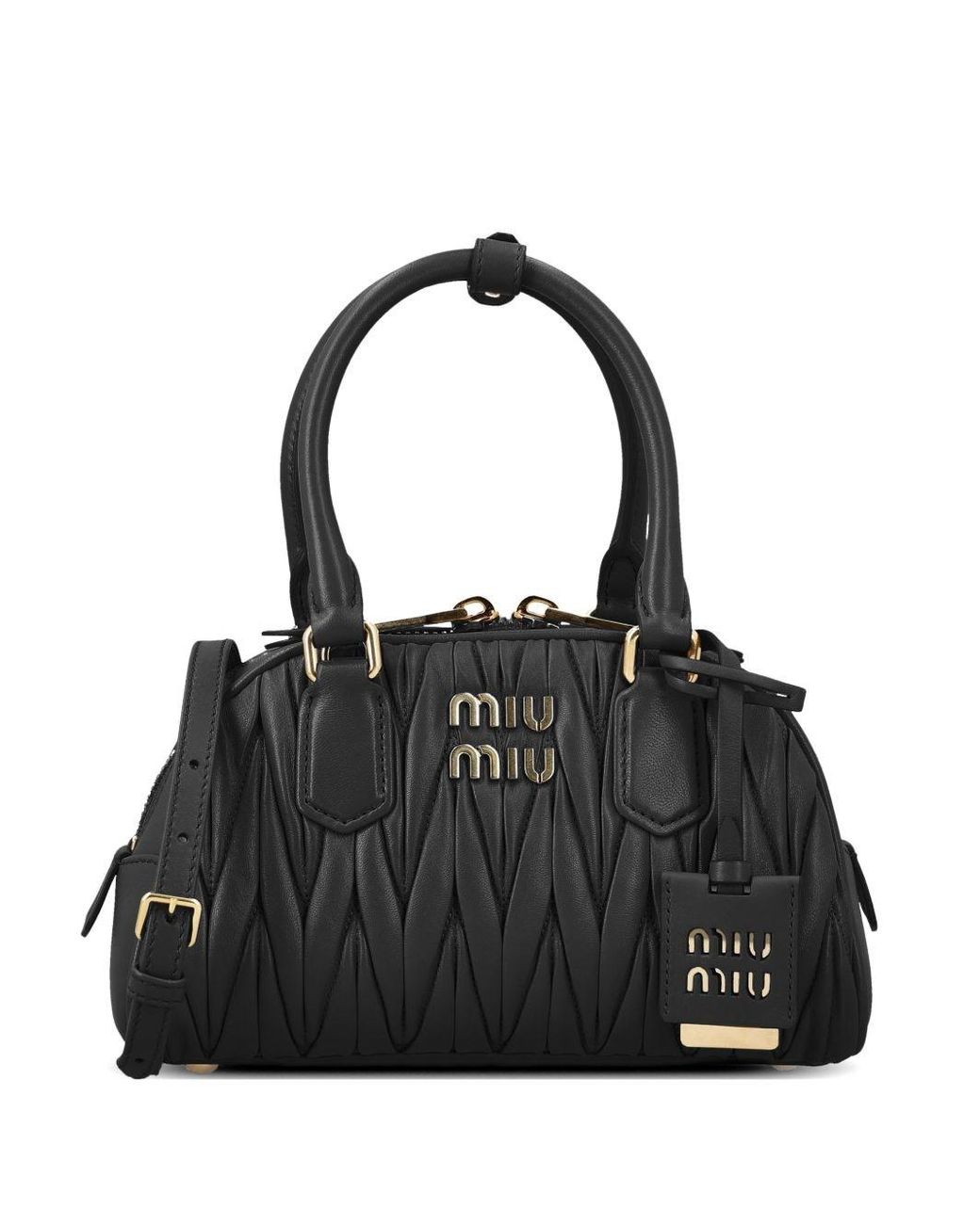 Miu Miu Black Matelassé Leather Tote Bag
