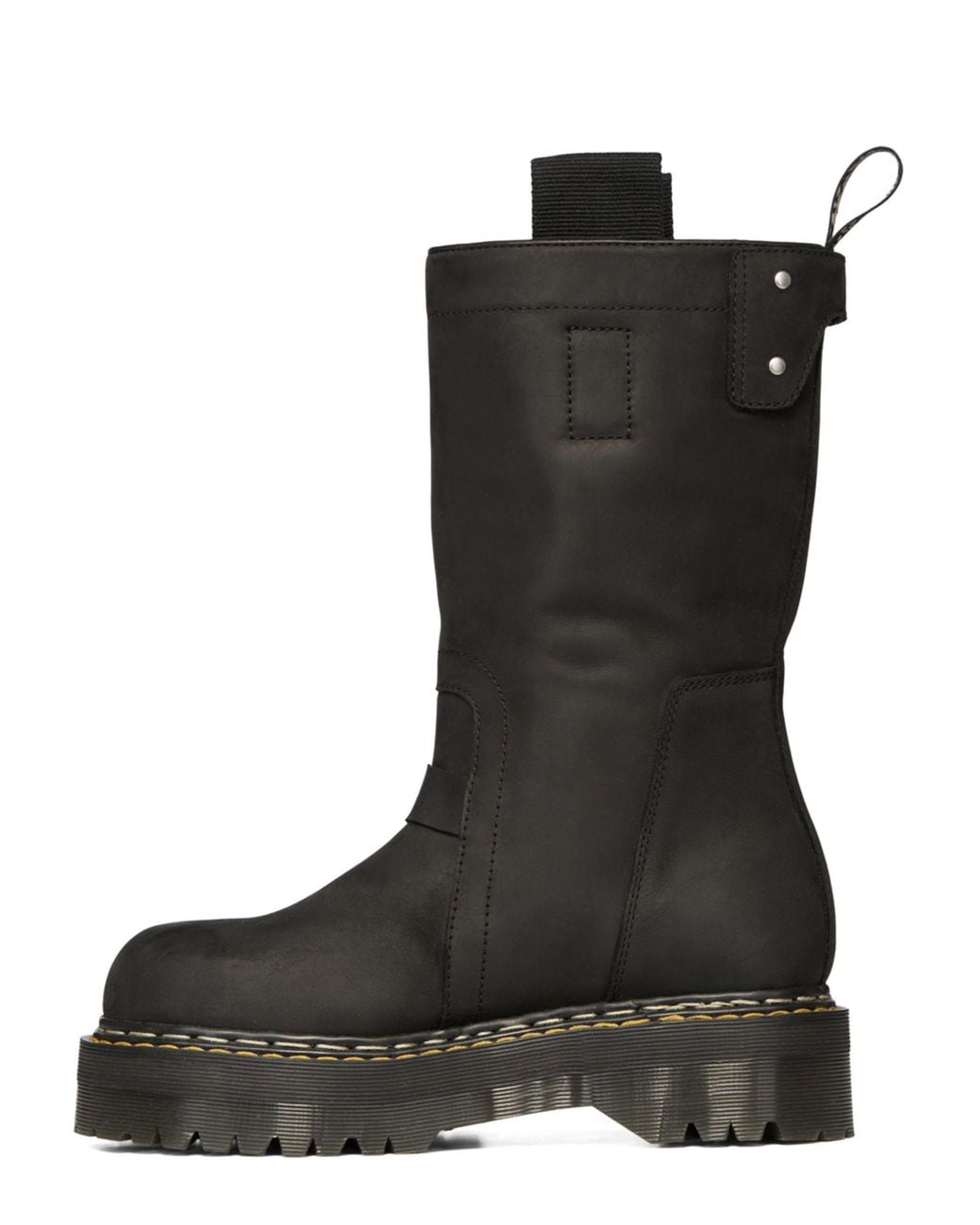 Dr. Martens Black Mid-Calf Pull-On Boots With Quad Sole And Rugged Design for men