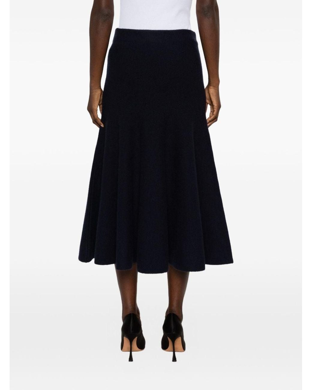 Alaïa Blue Cashmere Midi Skirt