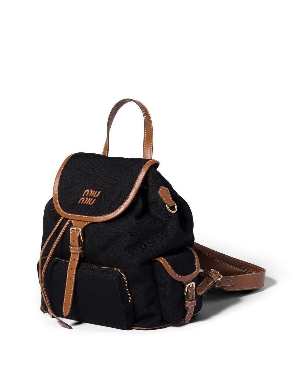 Miu Miu Black Canvas And Leather Large Backpack