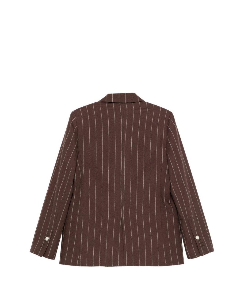 Alysi Brown Wool Striped Double-Breasted Jacket