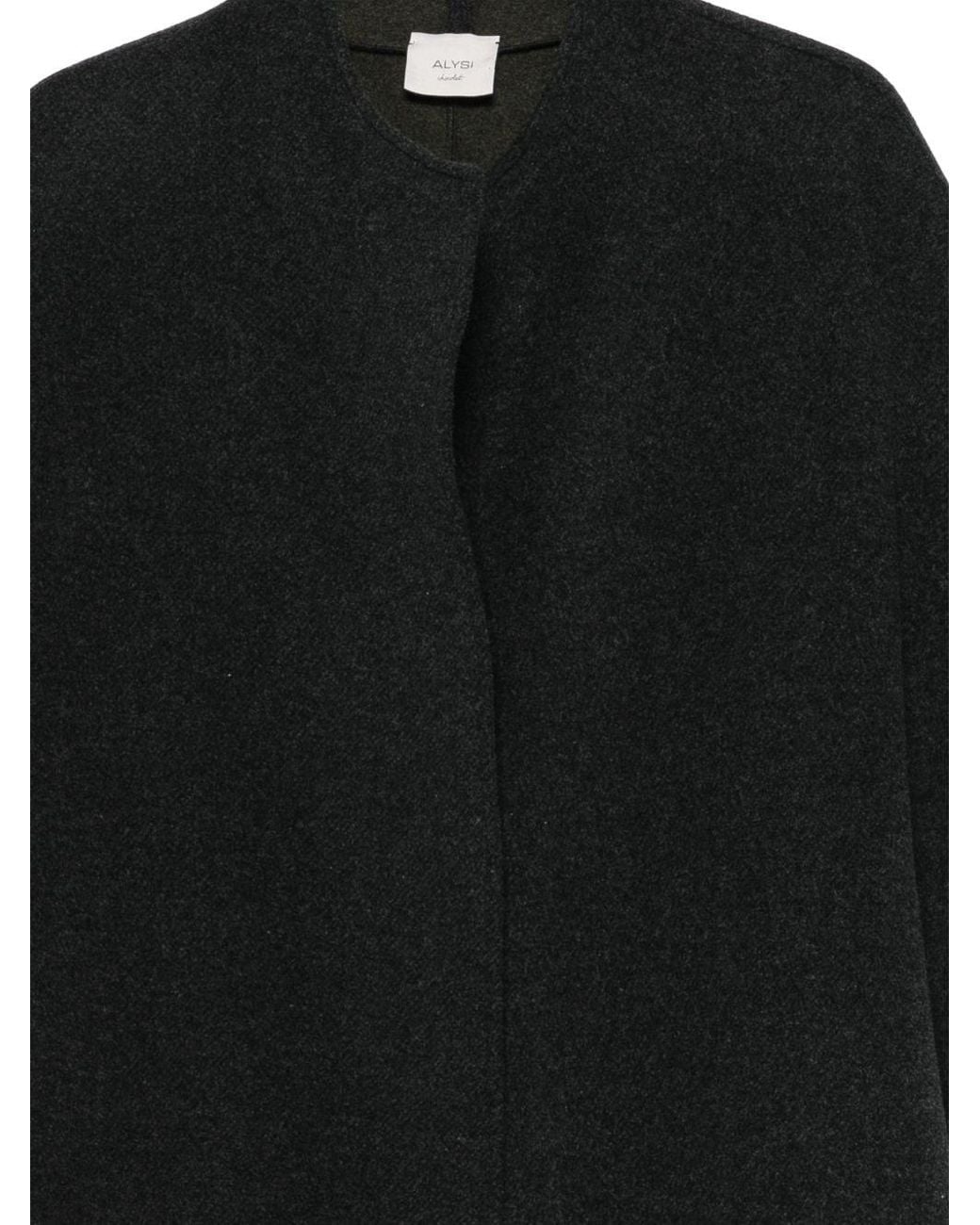 Alysi Black Wool Blend Cape