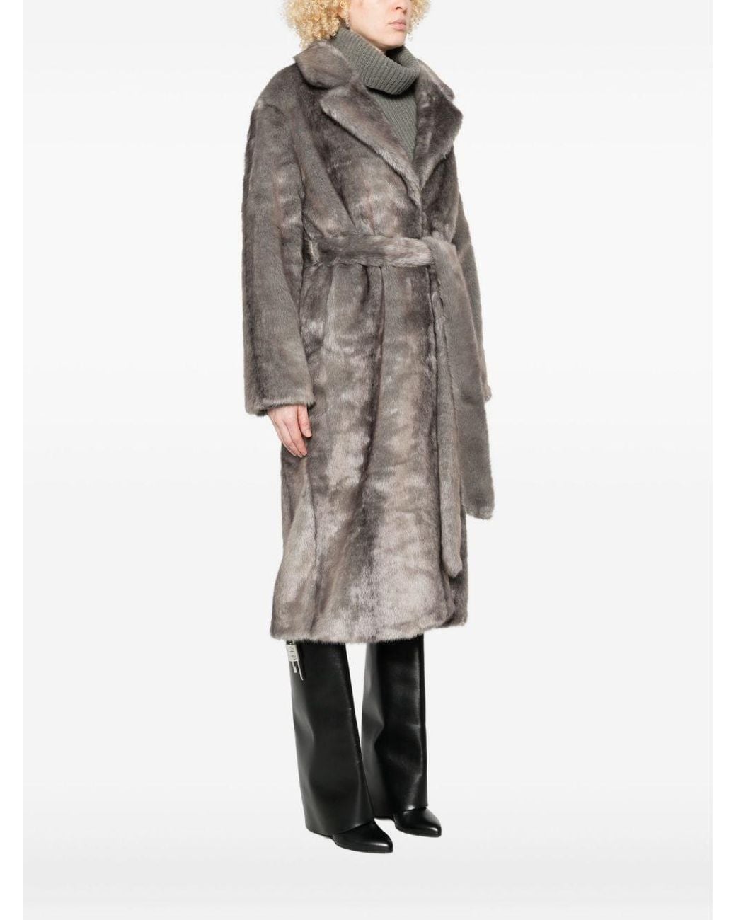 Thelaurent Gray Faux Fur Coat