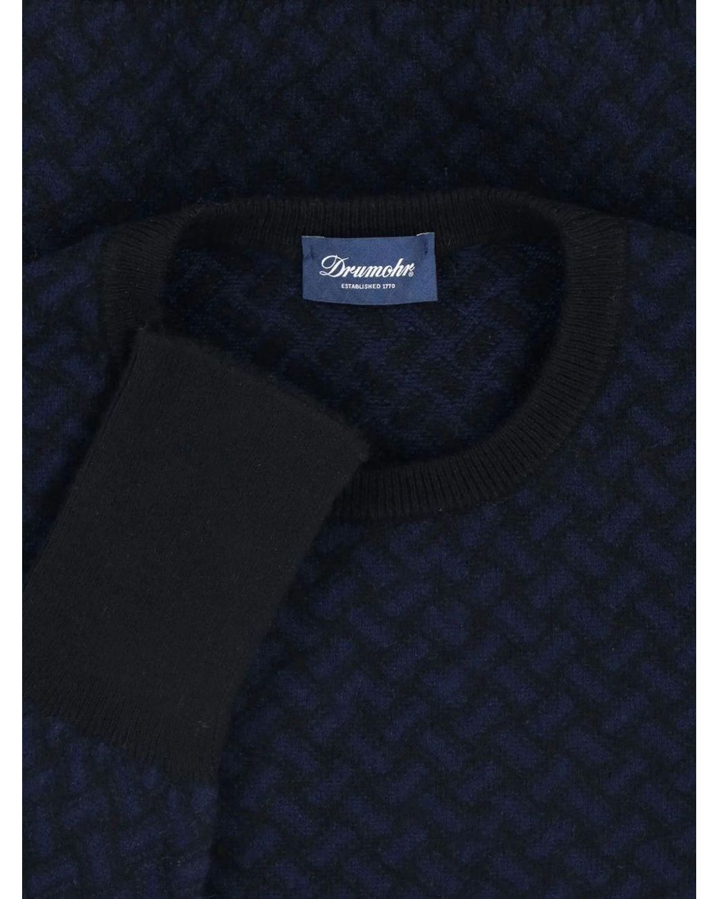 Drumohr Blue Biscottino Crew Neck Sweater for men