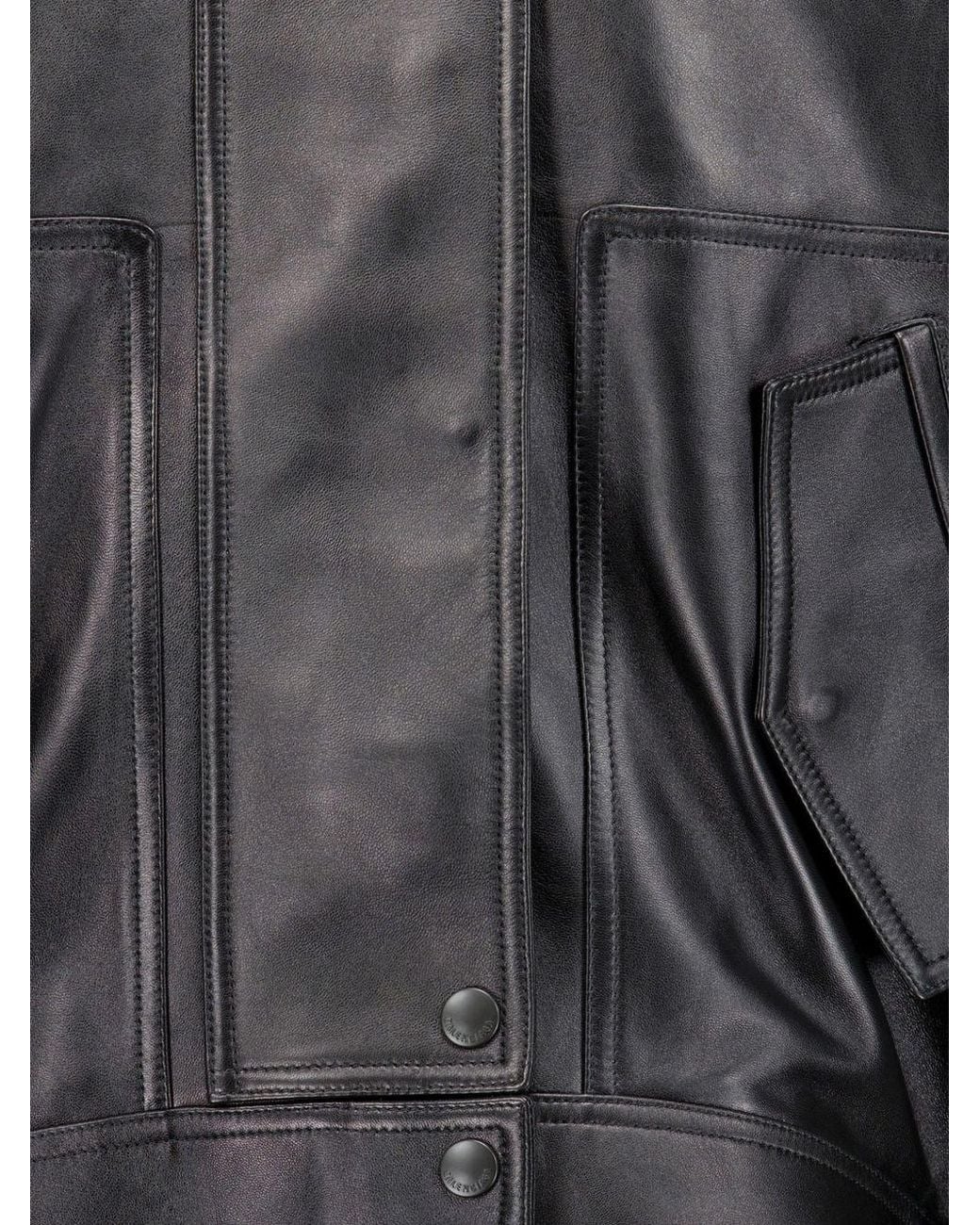 Balenciaga Black Leather Bomber Jacket