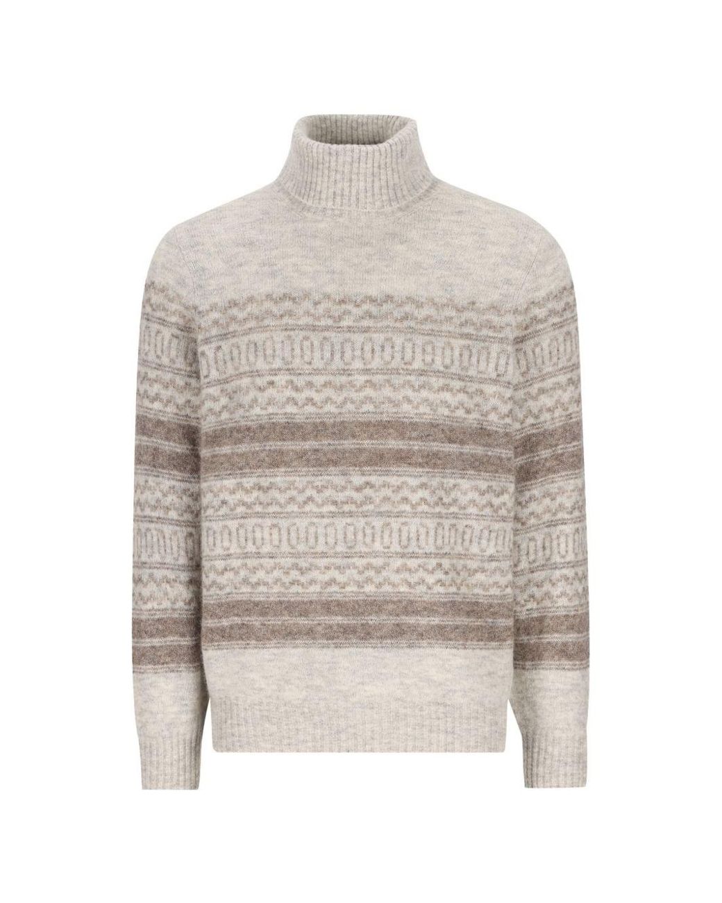 Brunello Cucinelli White Wool Turtle-Neck Jumper for men