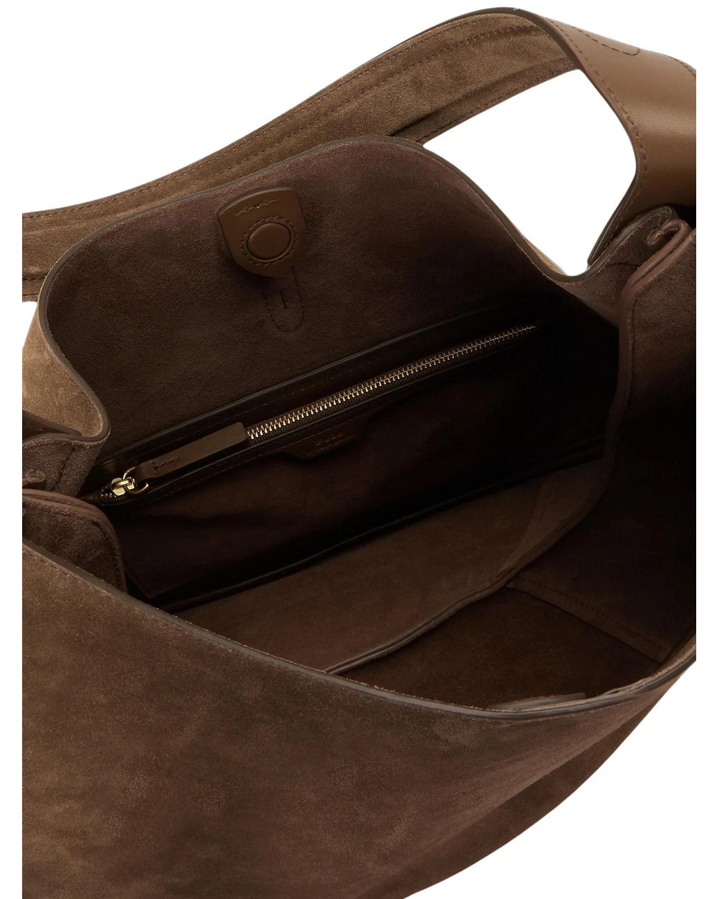 Polo Ralph Lauren Brown Large Polo Id Suede Shoulder Bag