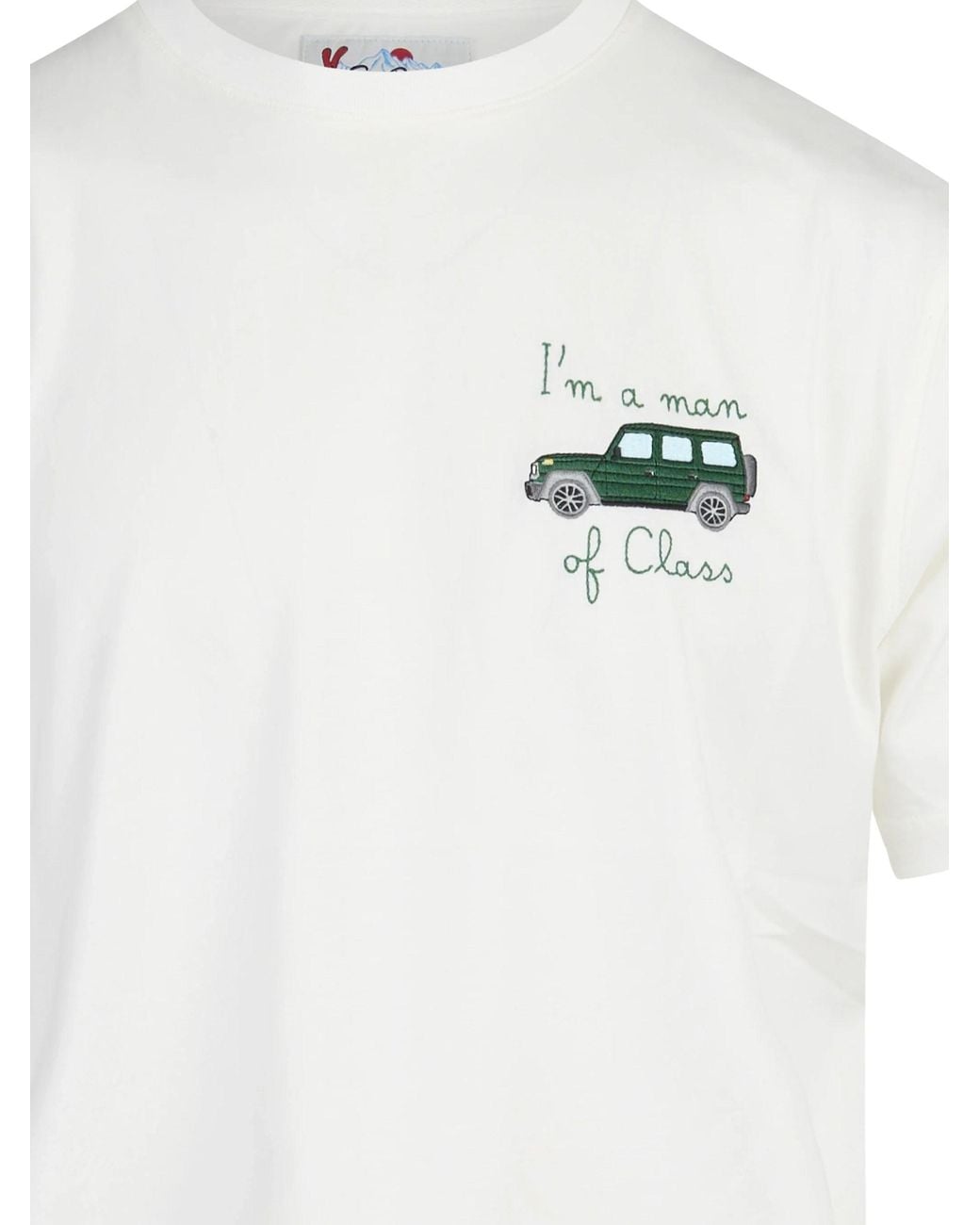 Mc2 Saint Barth White Arnott T-Shirt With Car Embroidery for men