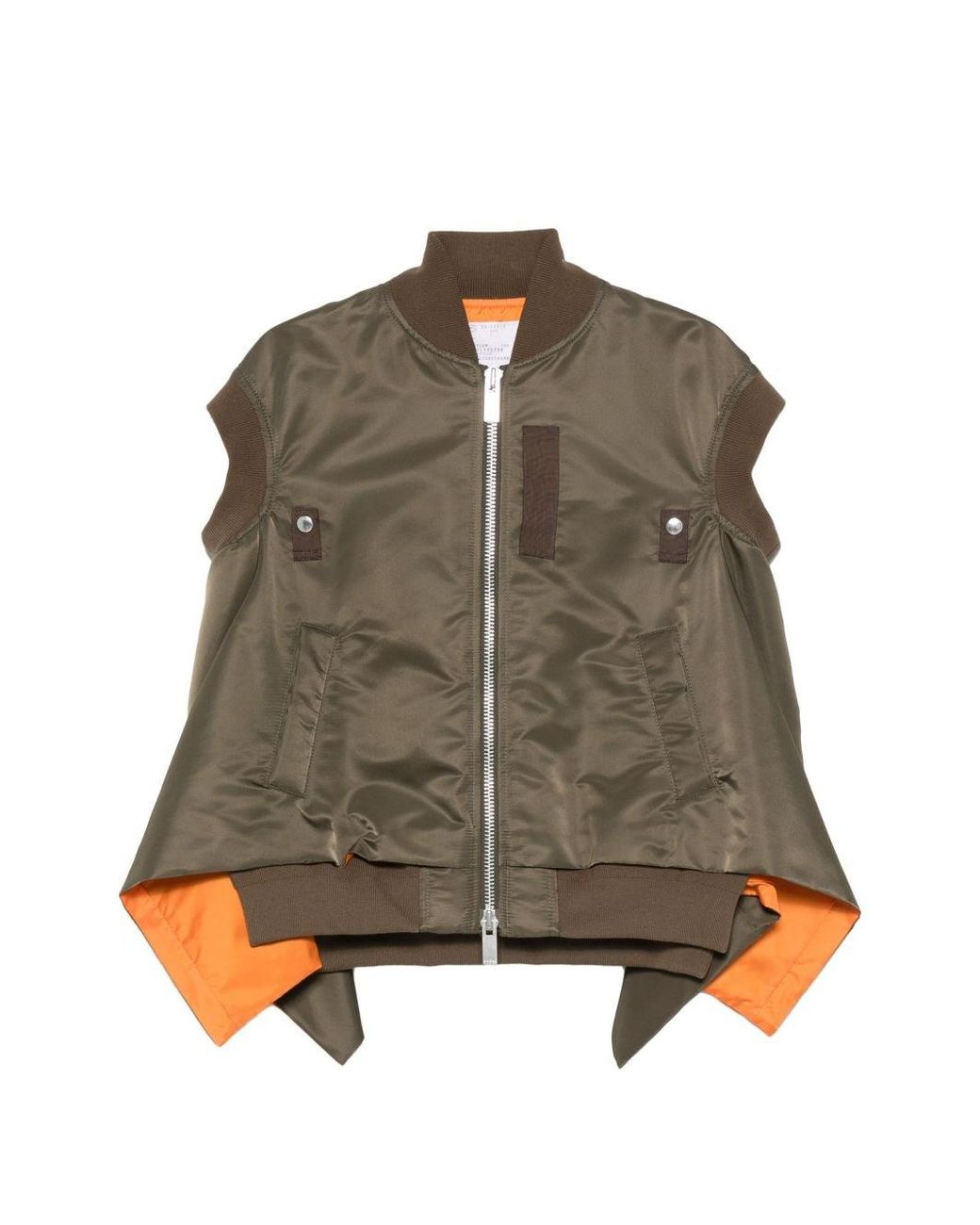 Sacai Brown Nylon Zipped Vest