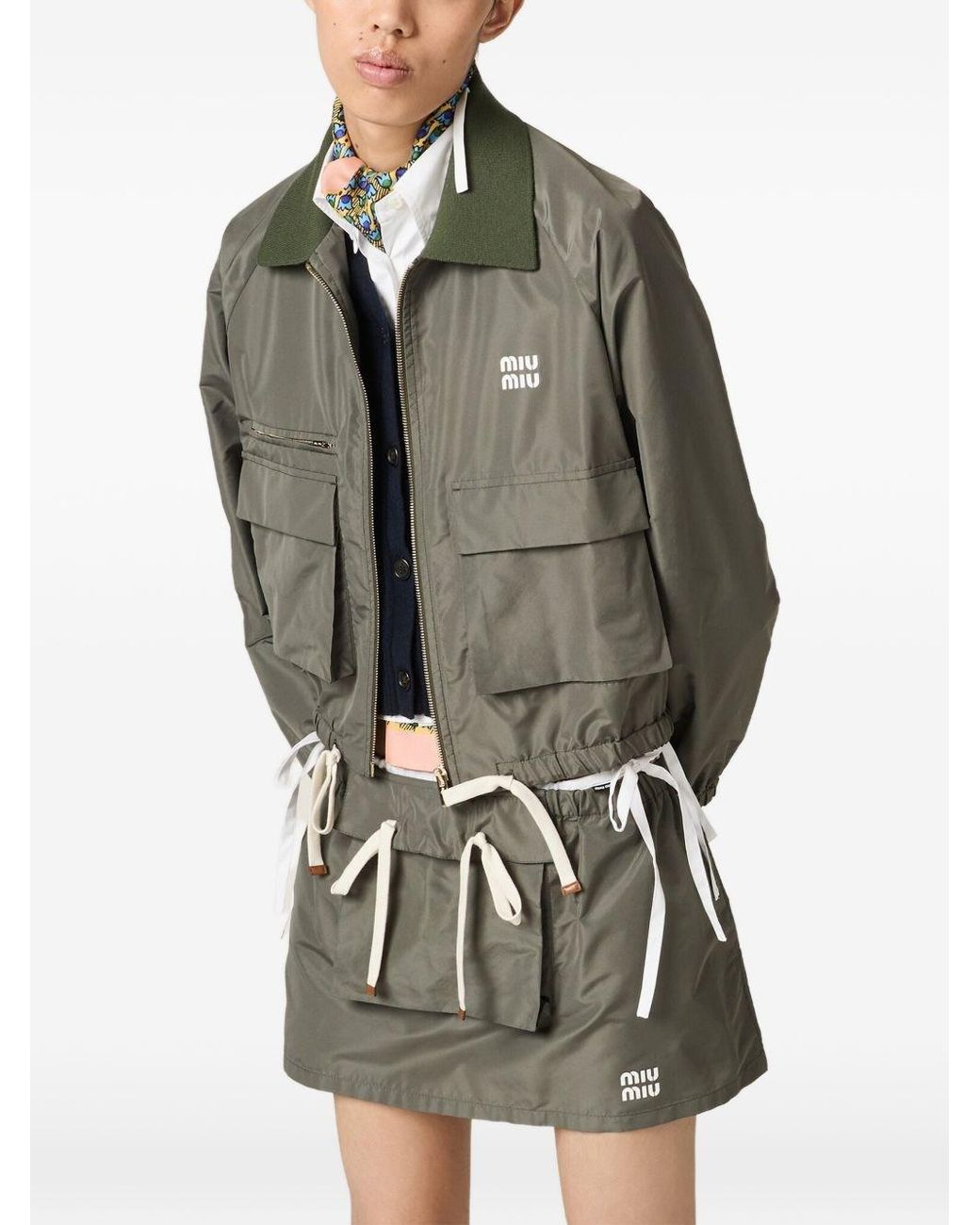 Miu Miu Green Technical Fabric Blouson Jacket