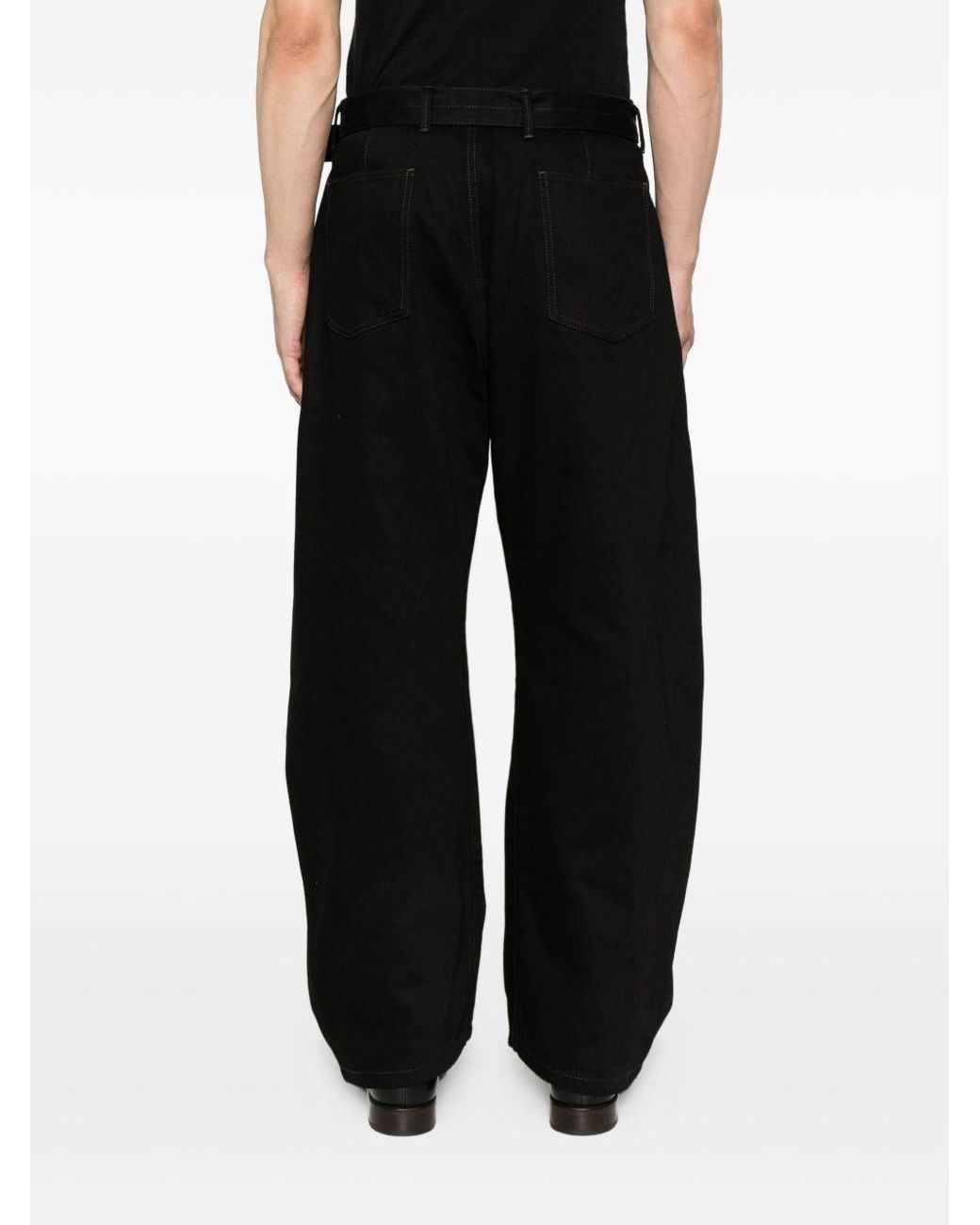 Lemaire Black Twisted Belted Trousers for men