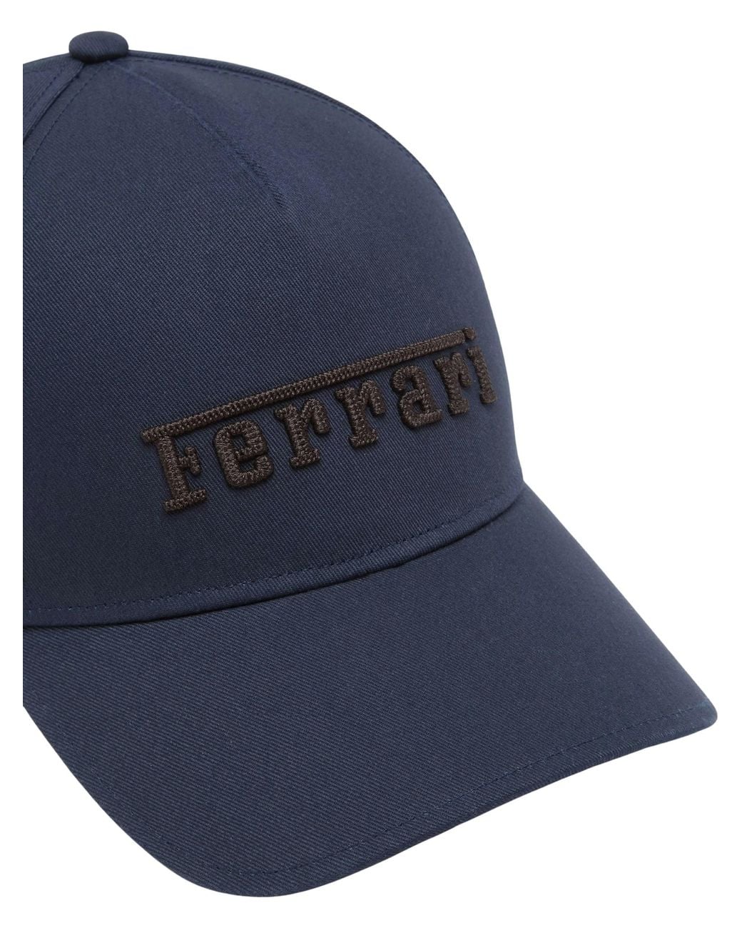 Ferrari Blue Cotton Twill Baseball Cap With Embroidered Logo for men