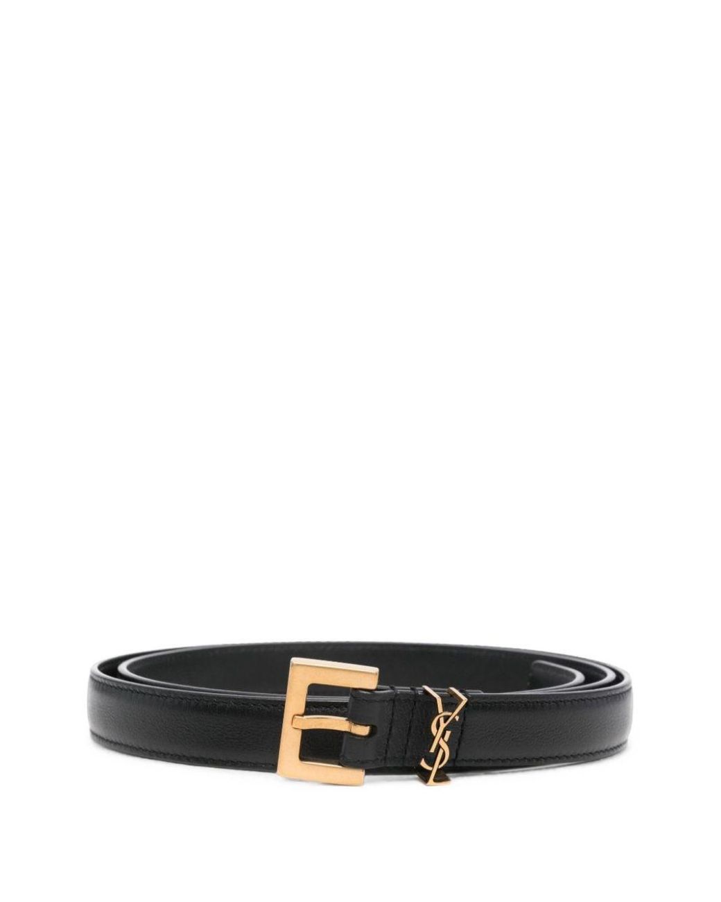 Saint Laurent White Cassandre Leather Belt