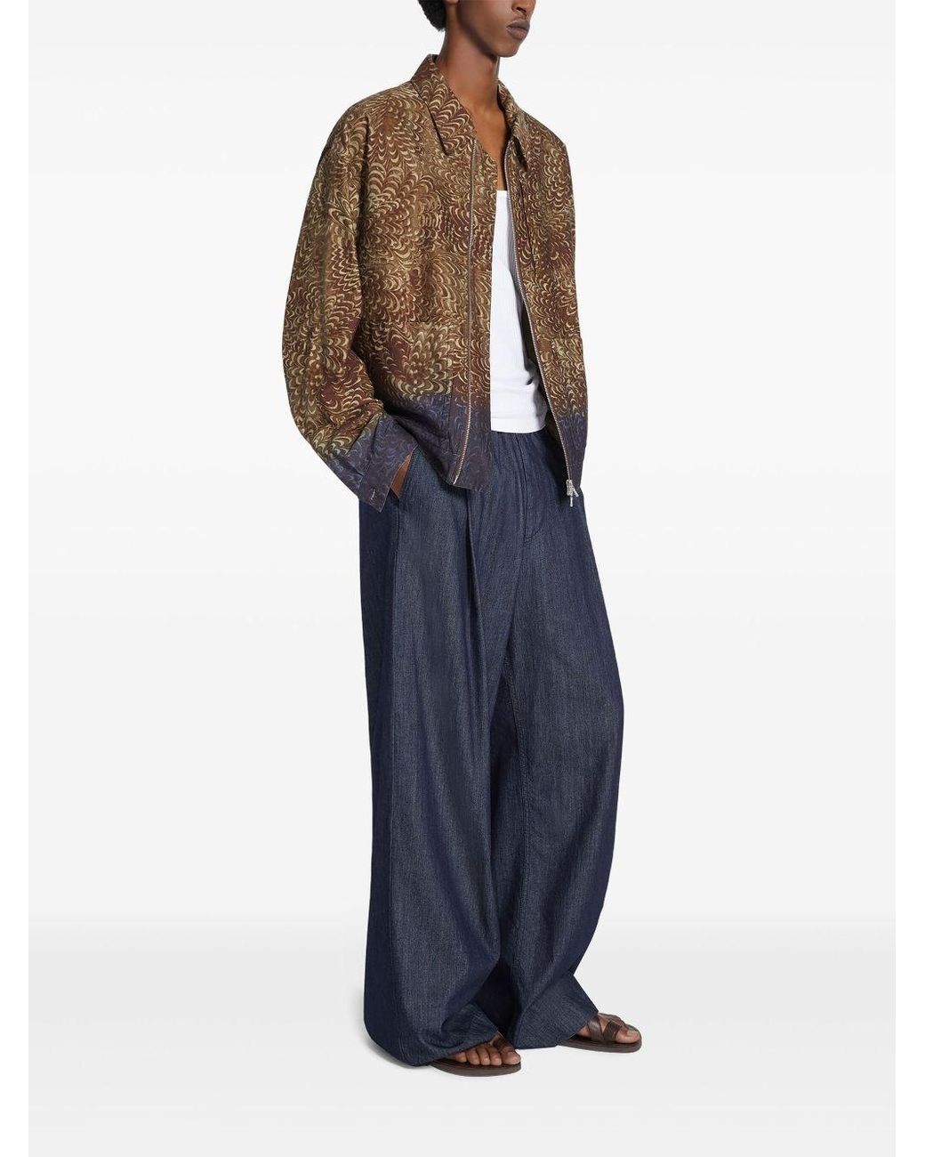 Dries Van Noten Brown Animalier Print Bomber Jacket for men