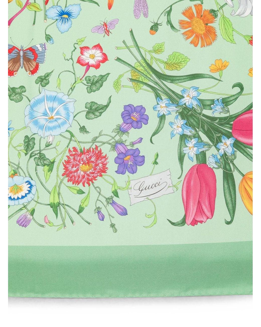 Gucci Green Printed Silk Foulard