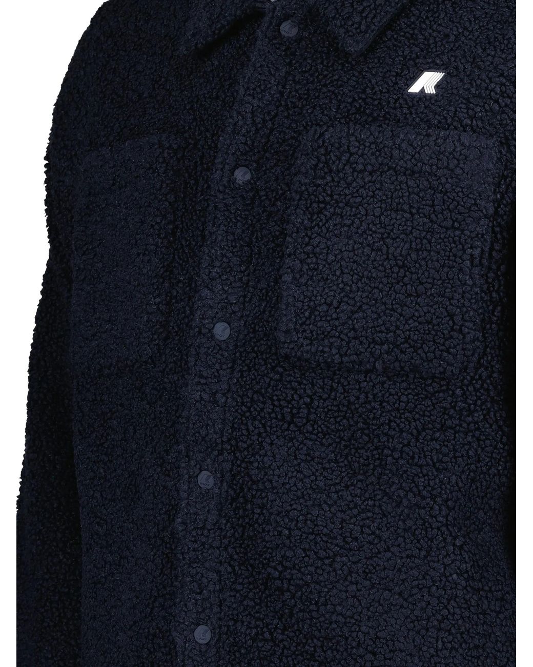 K-Way Blue Sherpa Button-Fastening Shirt Jacket for men