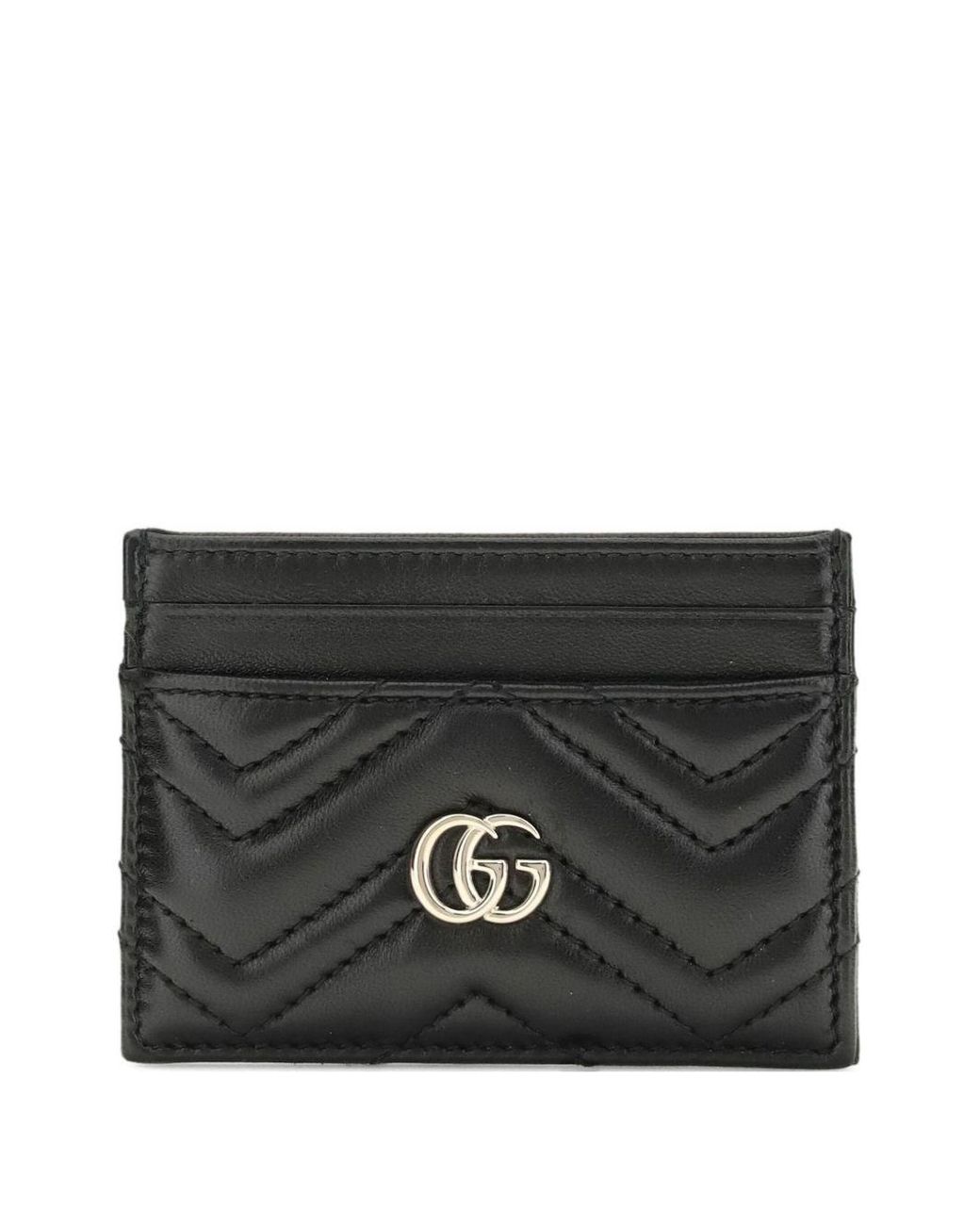 Gucci Black Gg Marmont Leather Card Case