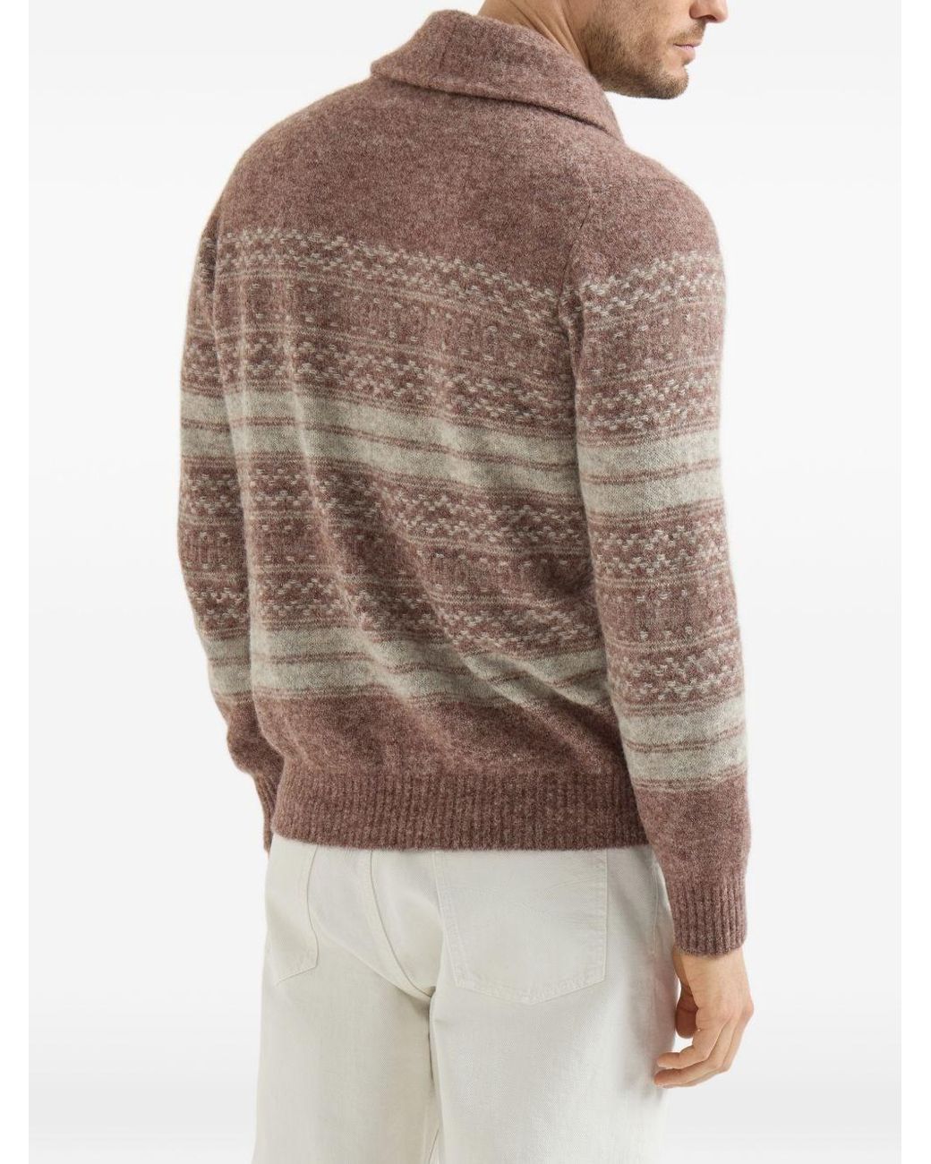 Brunello Cucinelli Brown Wool Cardigan for men
