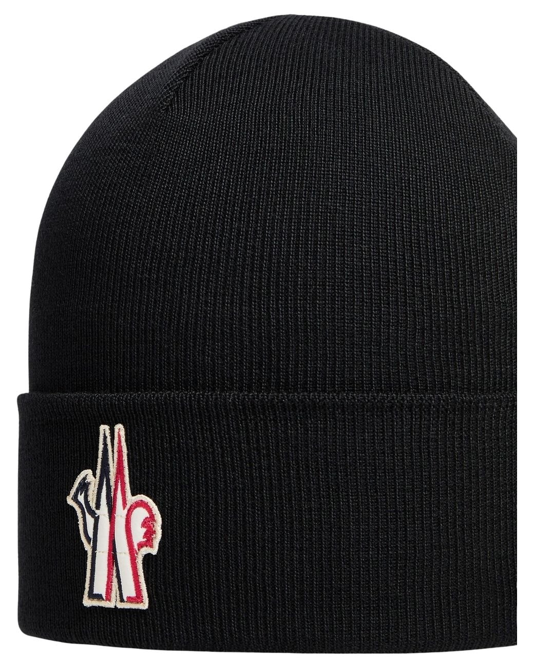Moncler Black Logo Wool Beanie for men