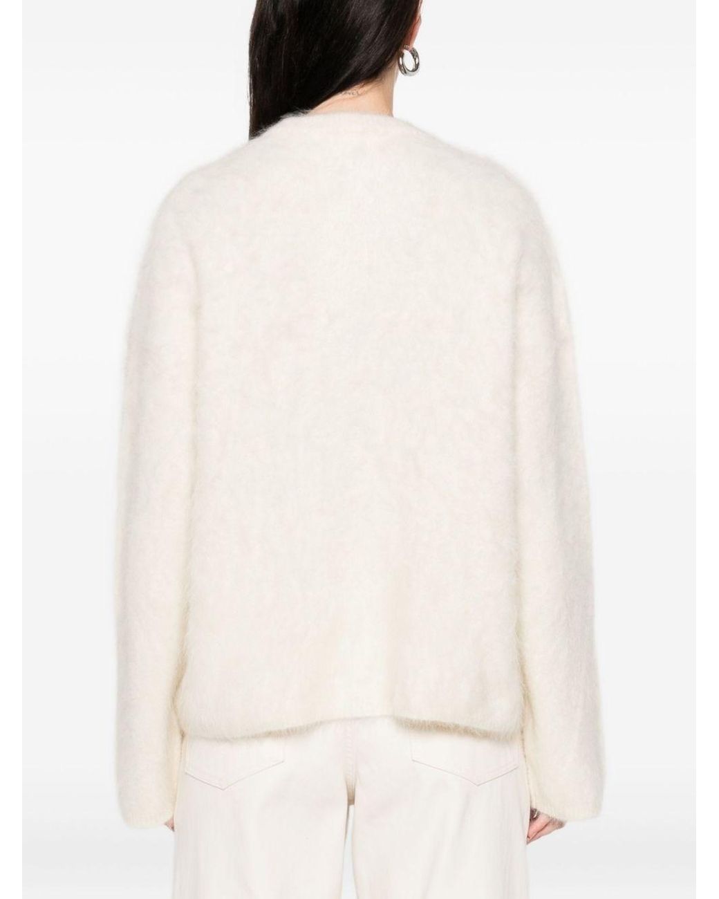 Soft Goat White Wool Crewneck Jumper