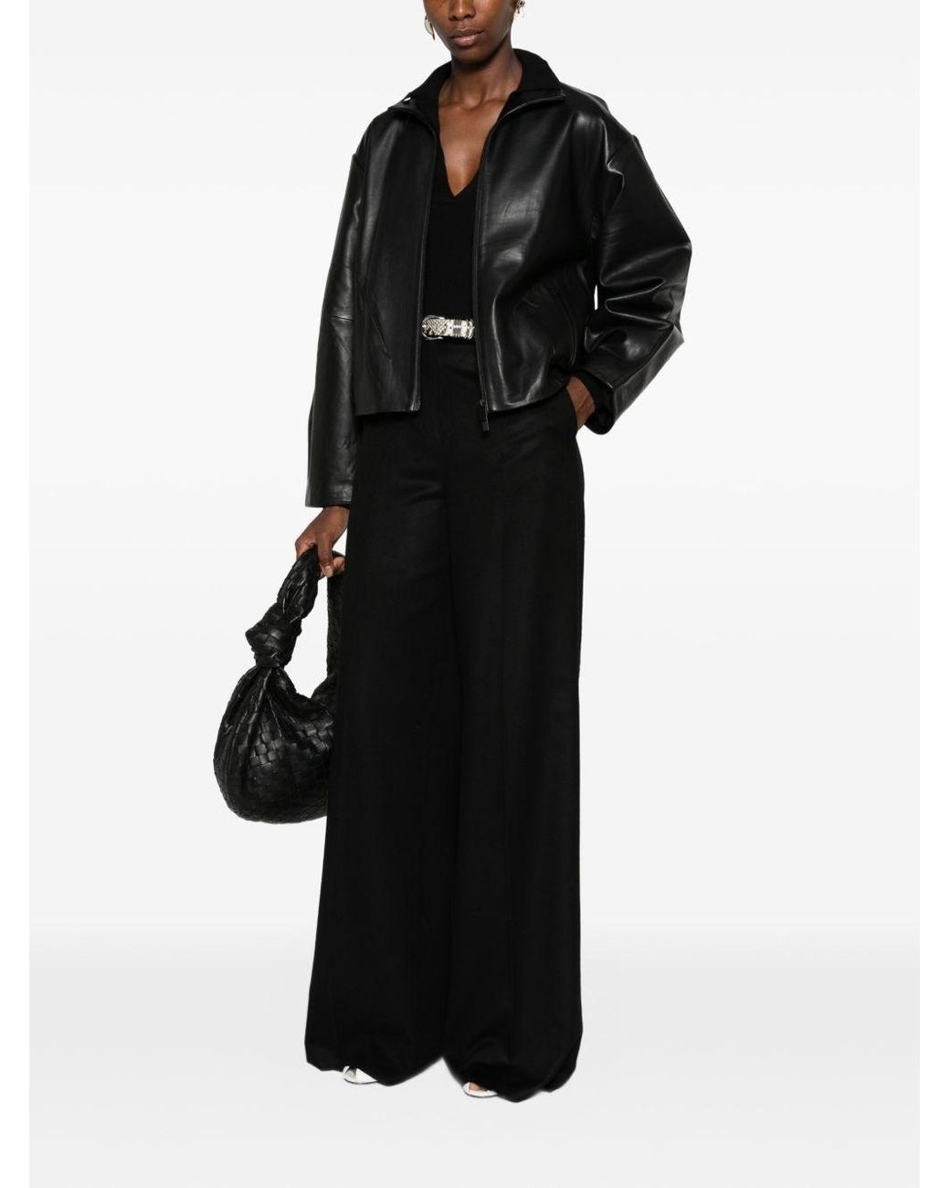 Max Mara Black Wool Flared Trousers