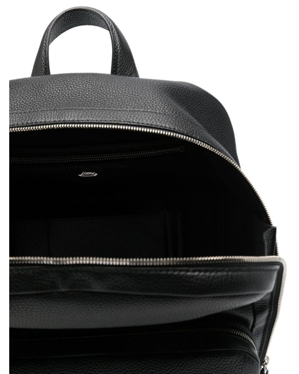 Brioni Black Leather Backpack for men