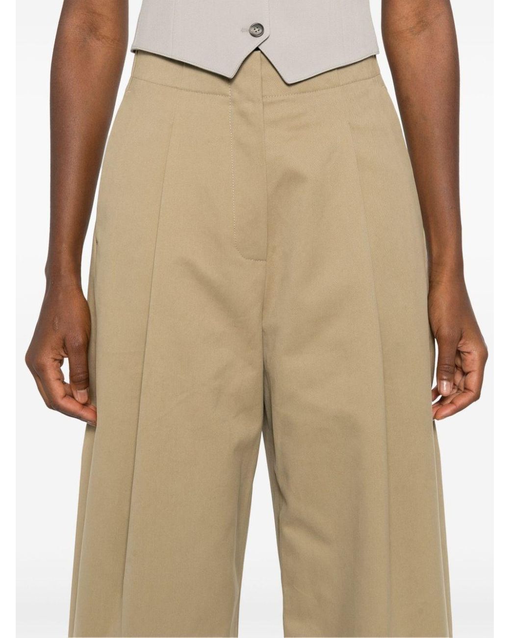 Studio Nicholson Natural Cotton Wide-Leg Trousers