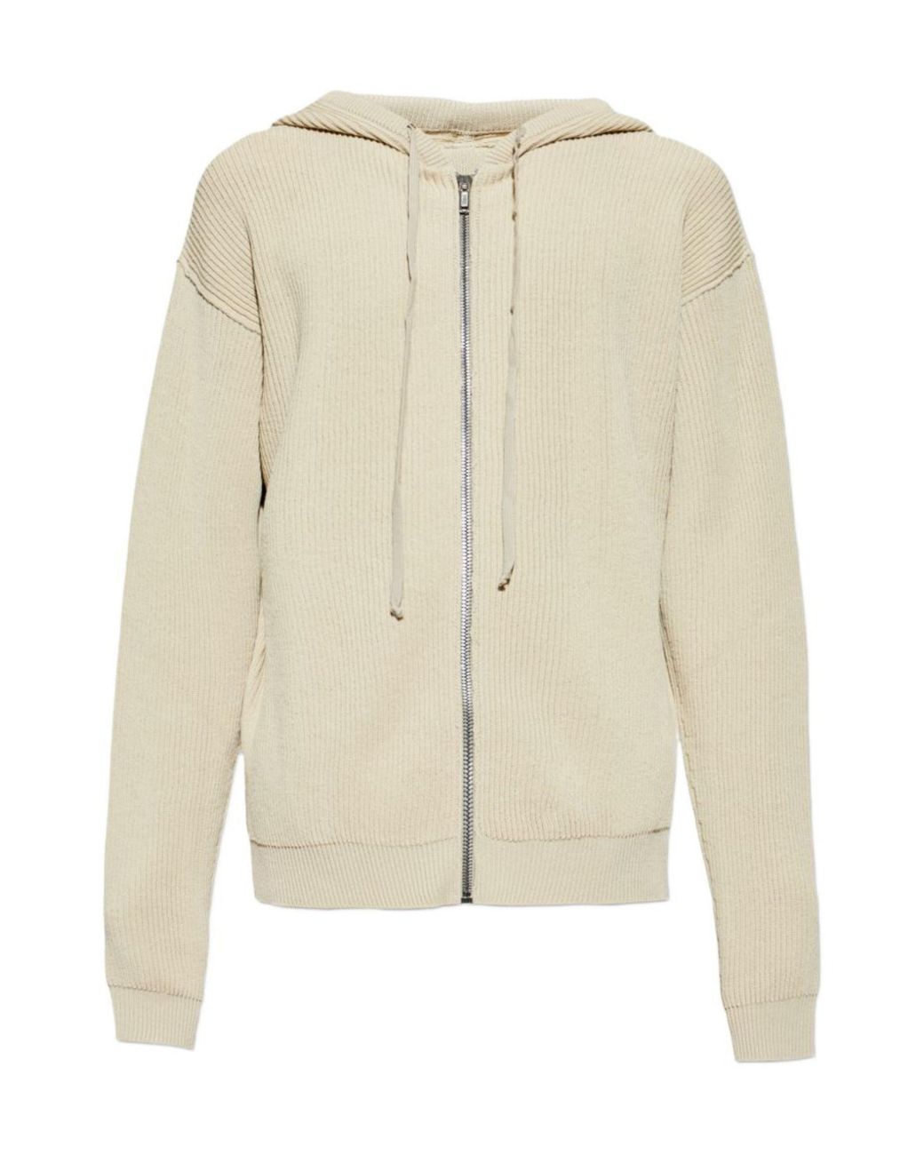 Rick Owens Natural Wool Zip-Up Sweatshirt for men