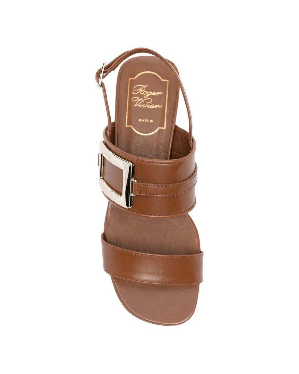 Roger Vivier Brown Metal Buckle Leather Sandals