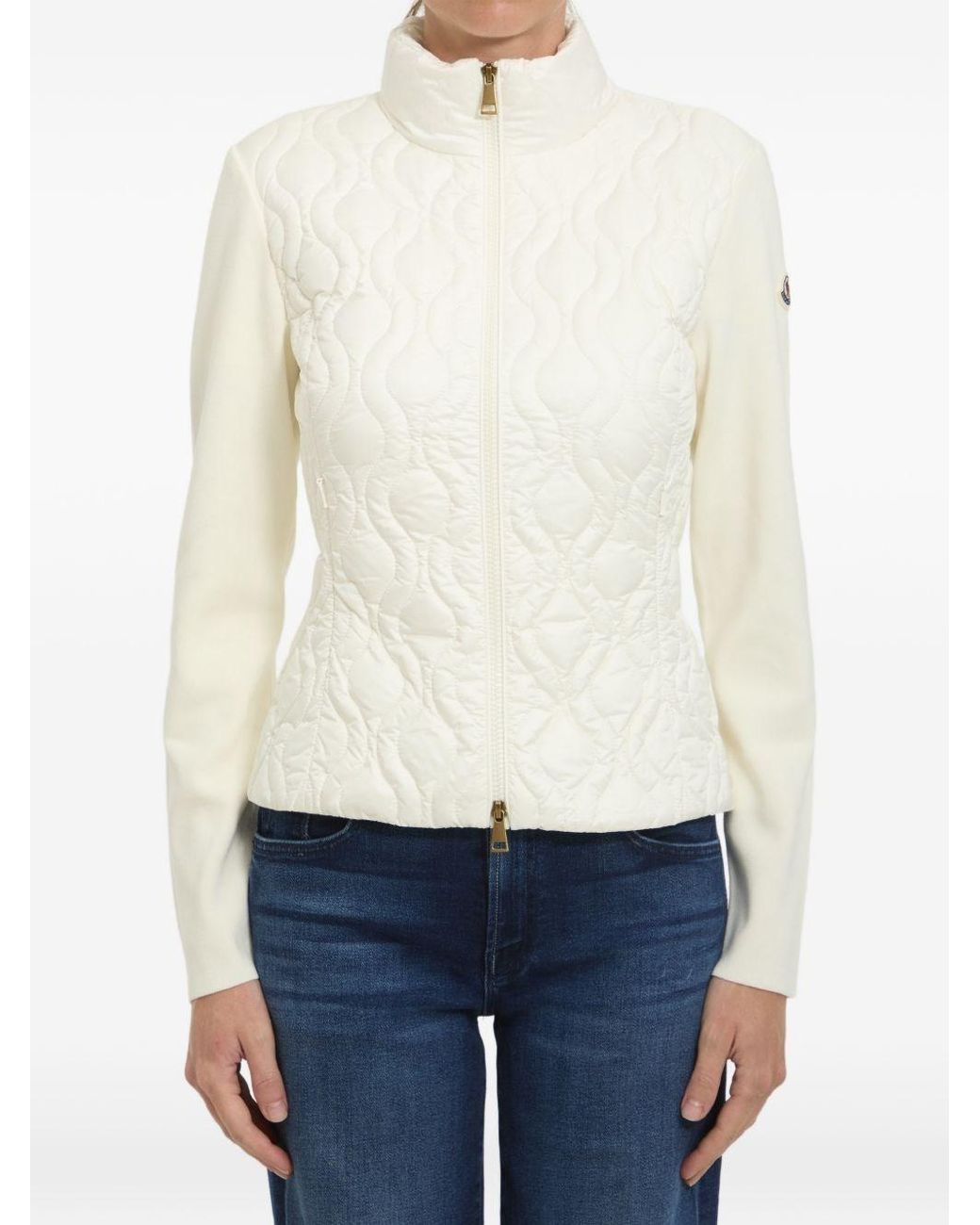 Moncler White Padded Zip-Up Cardigan
