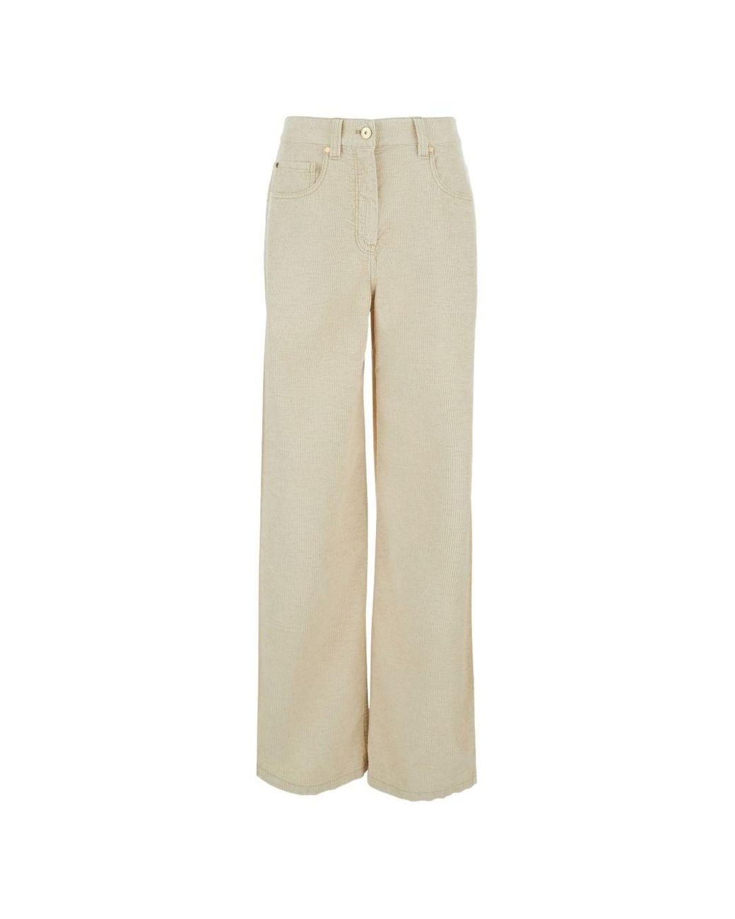 Brunello Cucinelli White Velvet Flared-Leg Trousers