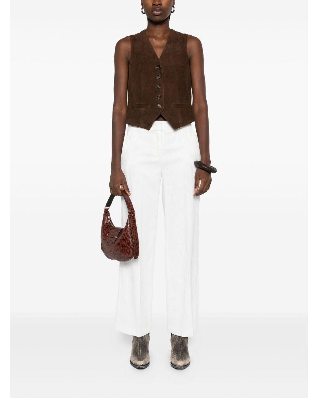 Via Masini 80 White Velvet Trousers