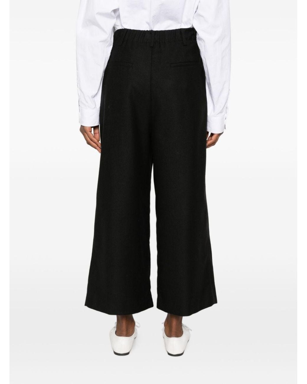 Susanne Bommer Black Wool Wide-Leg Trousers