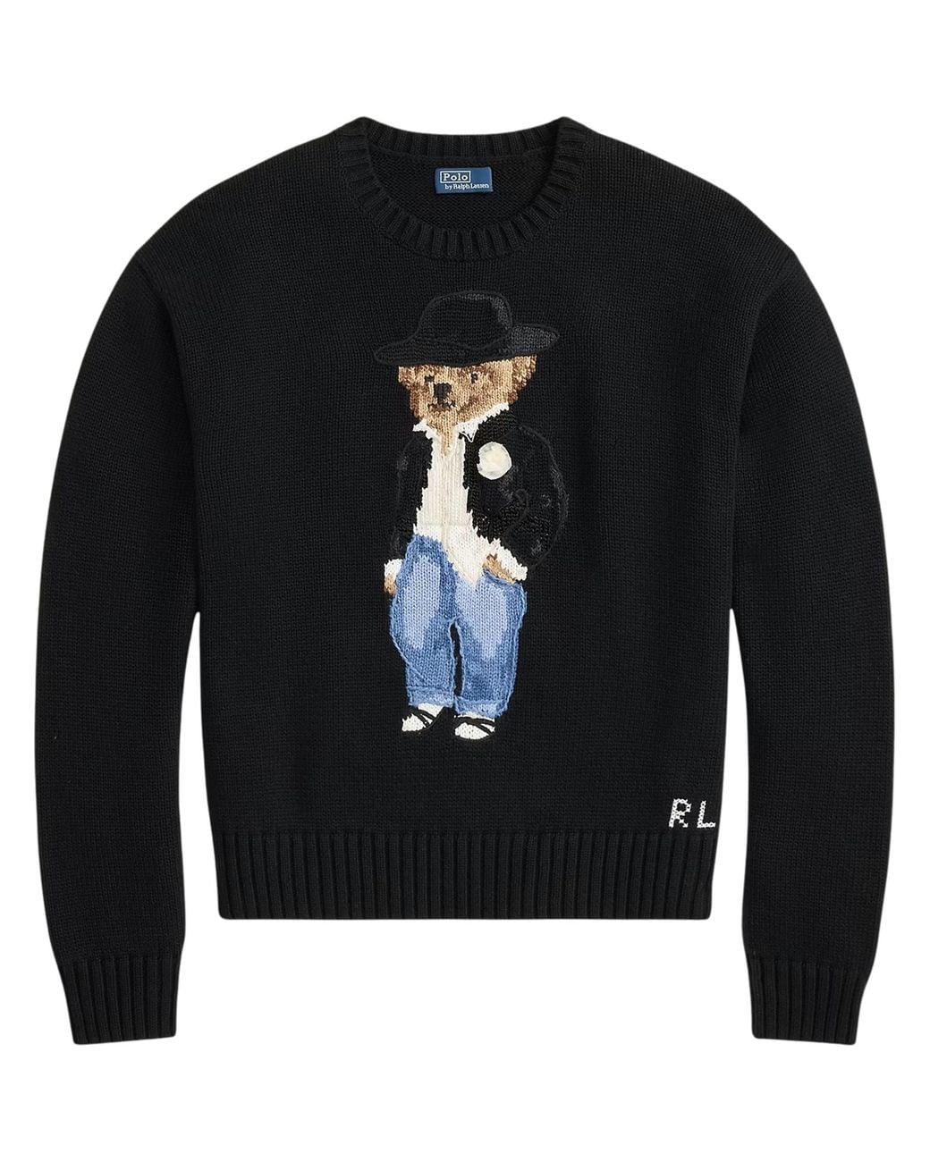 Polo Ralph Lauren Black Holiday Polo Bear Cotton Crewneck