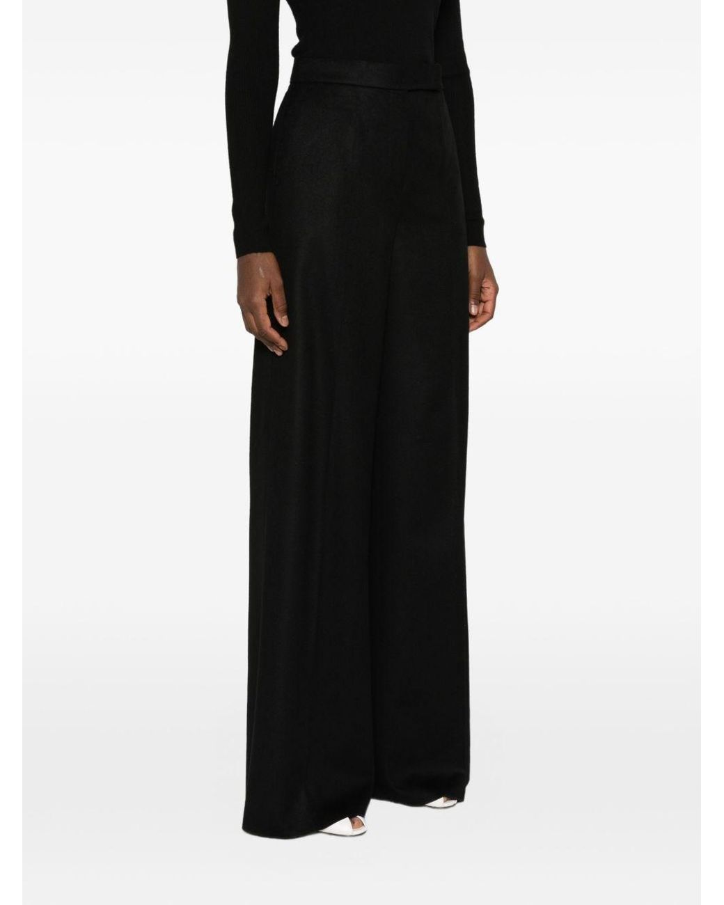 Max Mara Black Wool Flared Trousers