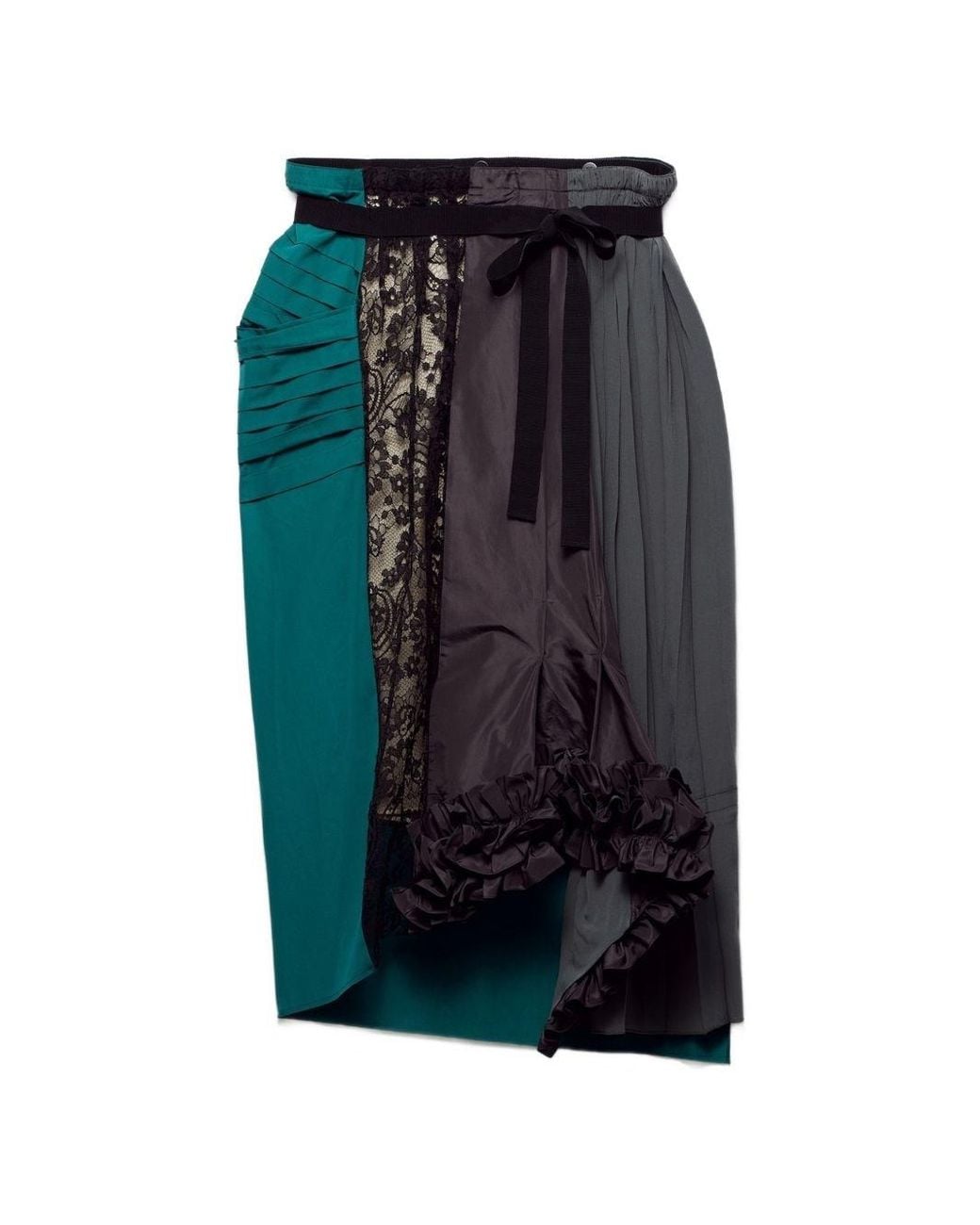 Prada Blue Patchwork Midi Skirt