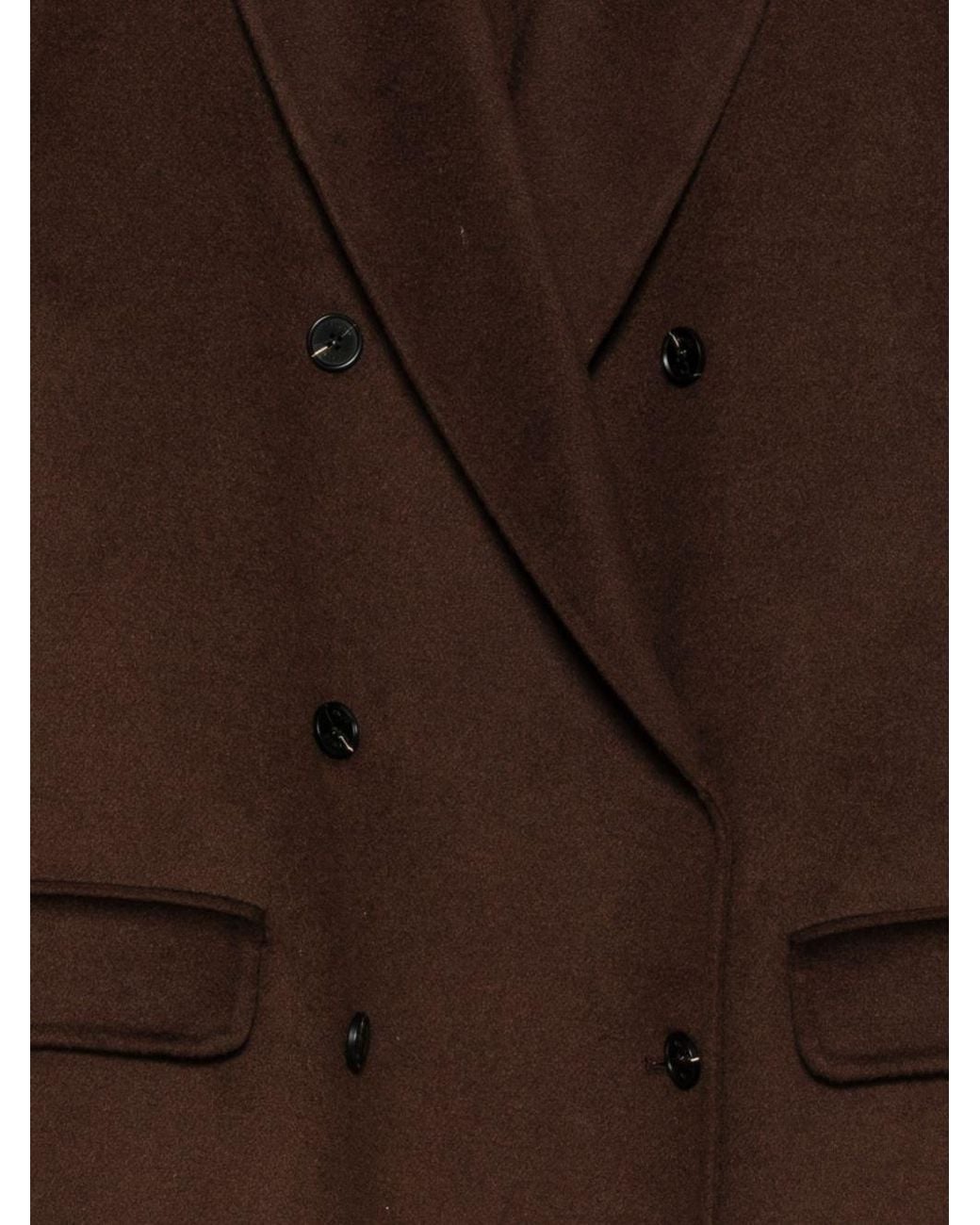 Paltò Brown Arianna Wool Double-Breasted Coat