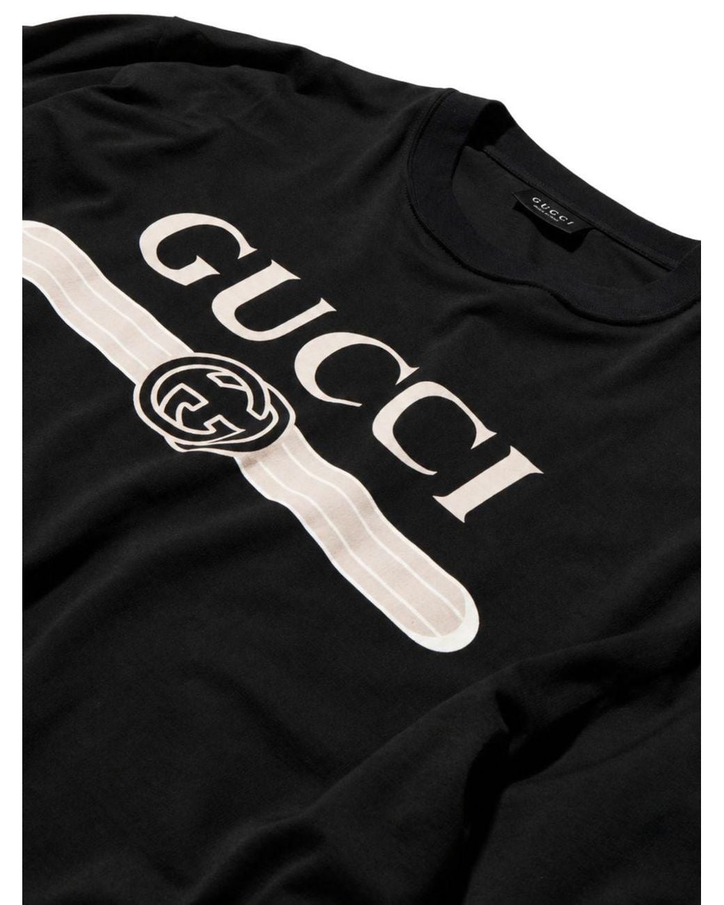 Gucci Black Logo Cotton T-Shirt for men