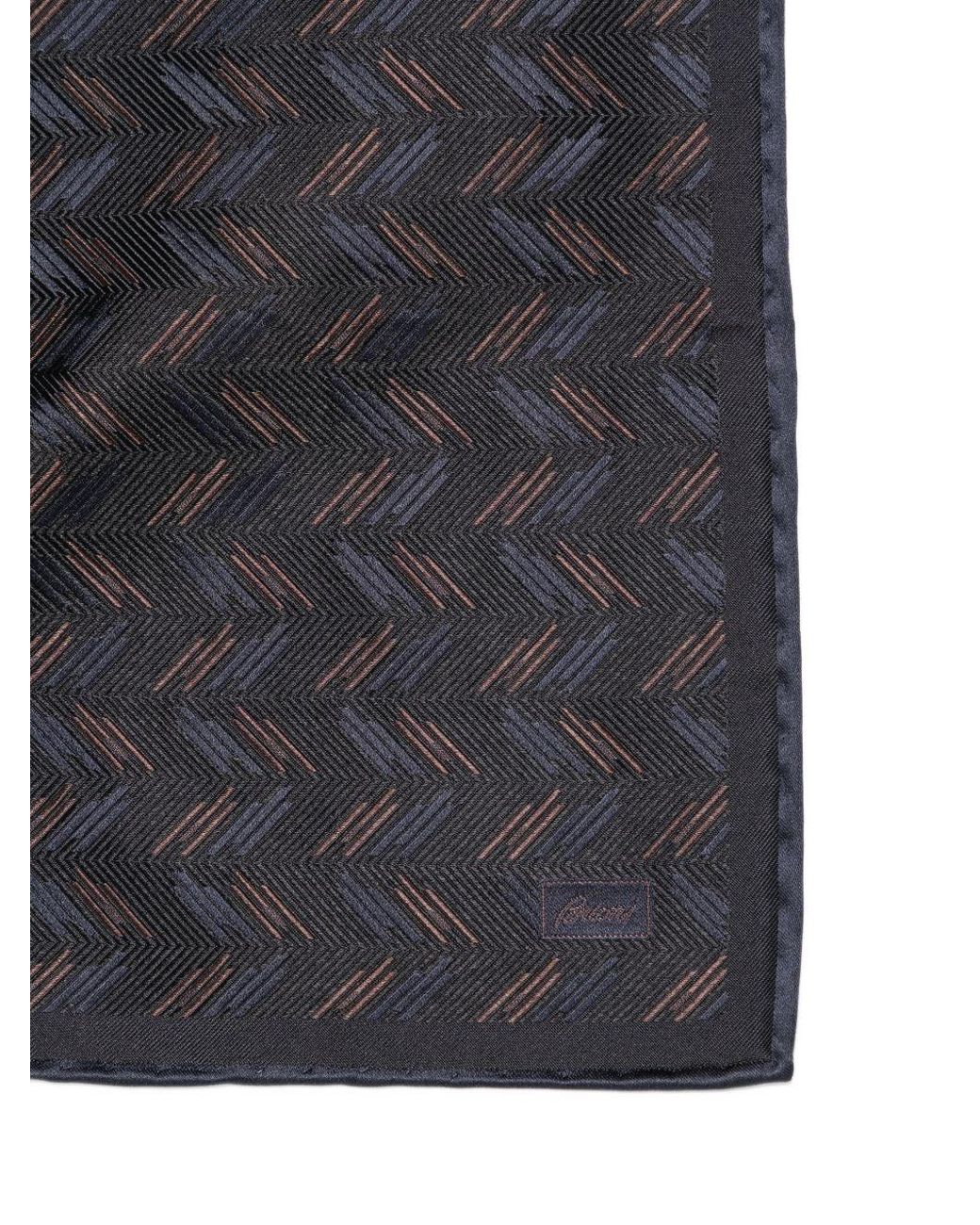 Brioni Gray Printed Pocket Square for men