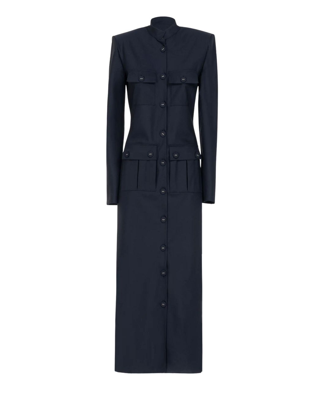 LES FILLES D'EVA Blue Wool Pocket Dress