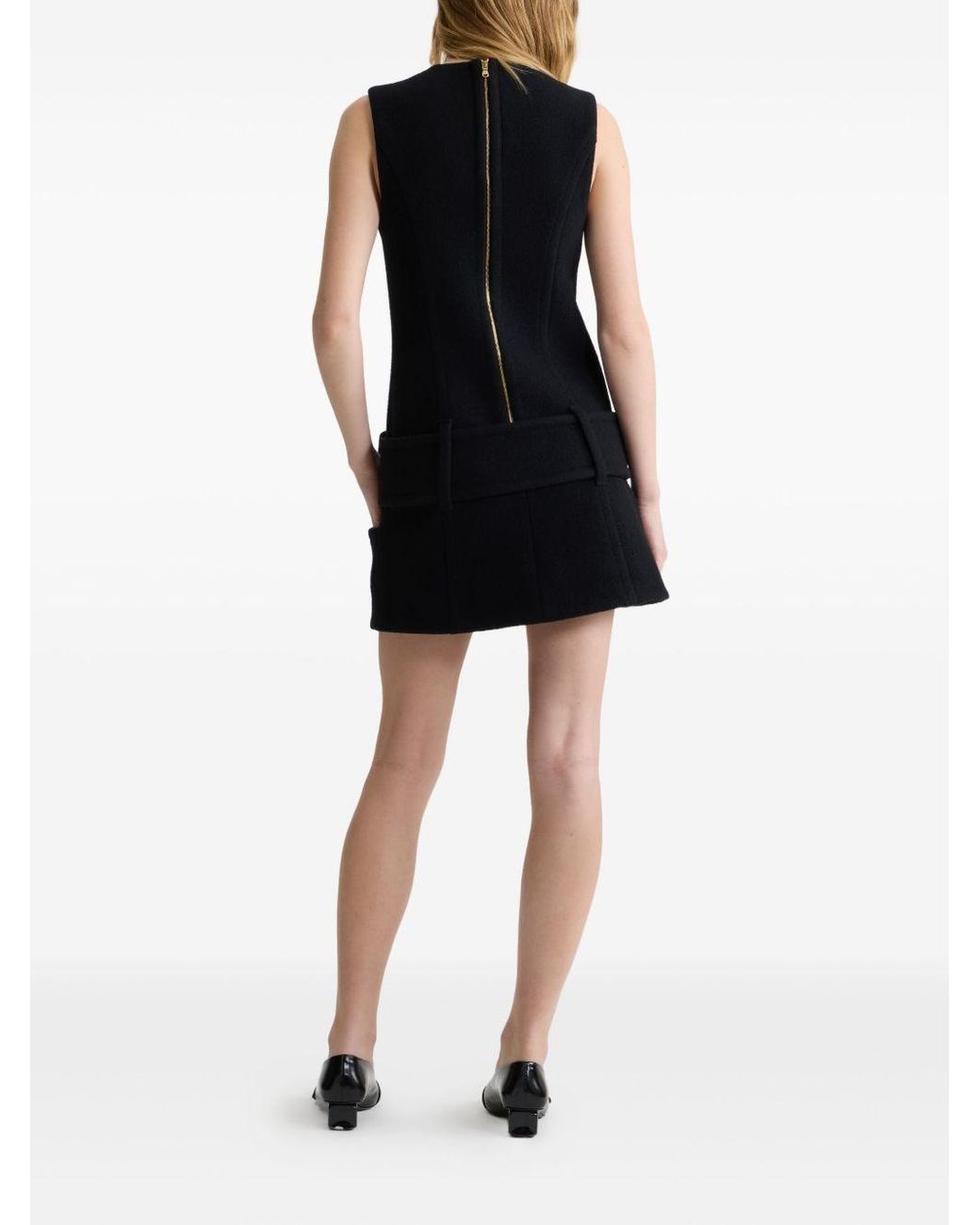 Patou Black Boiled Wool Mini Dress