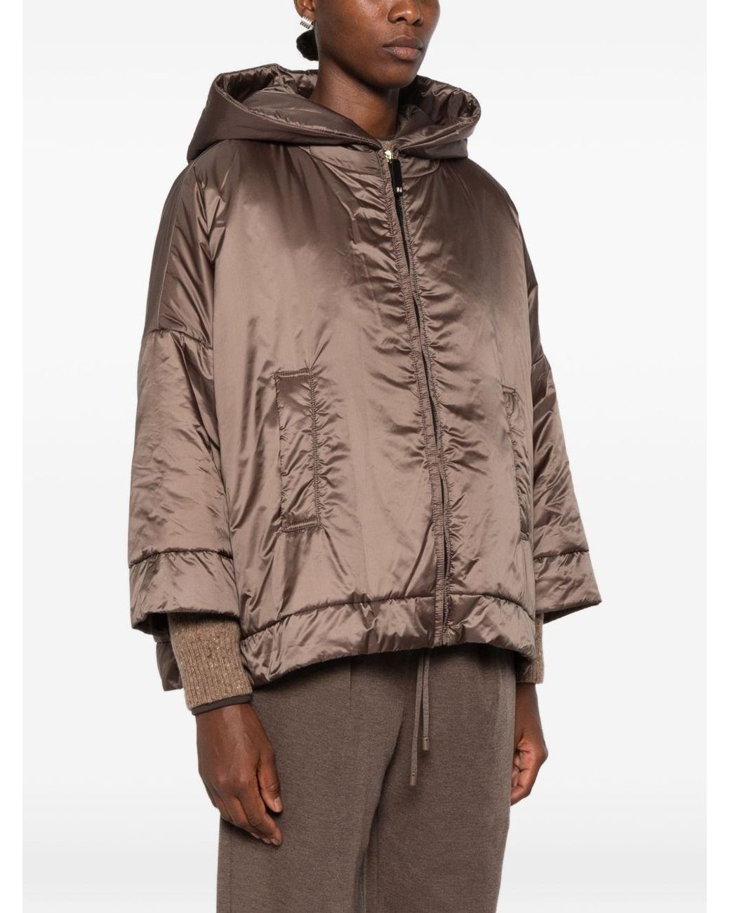 Max Mara Brown Nylon Padded Blouson Jacket