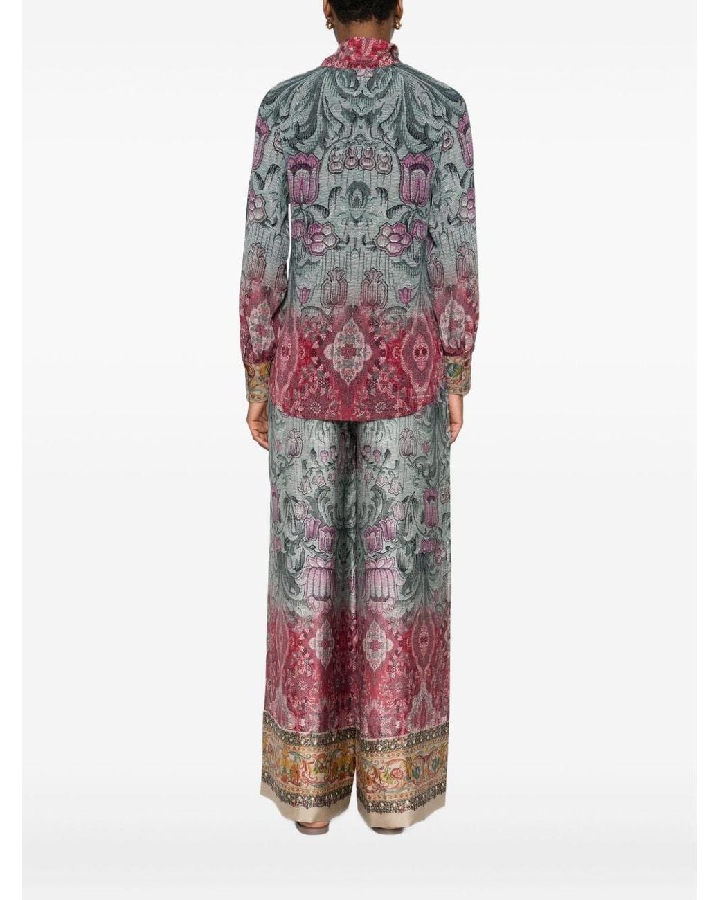 Pierre Louis Mascia Red Printed Silk Shirt