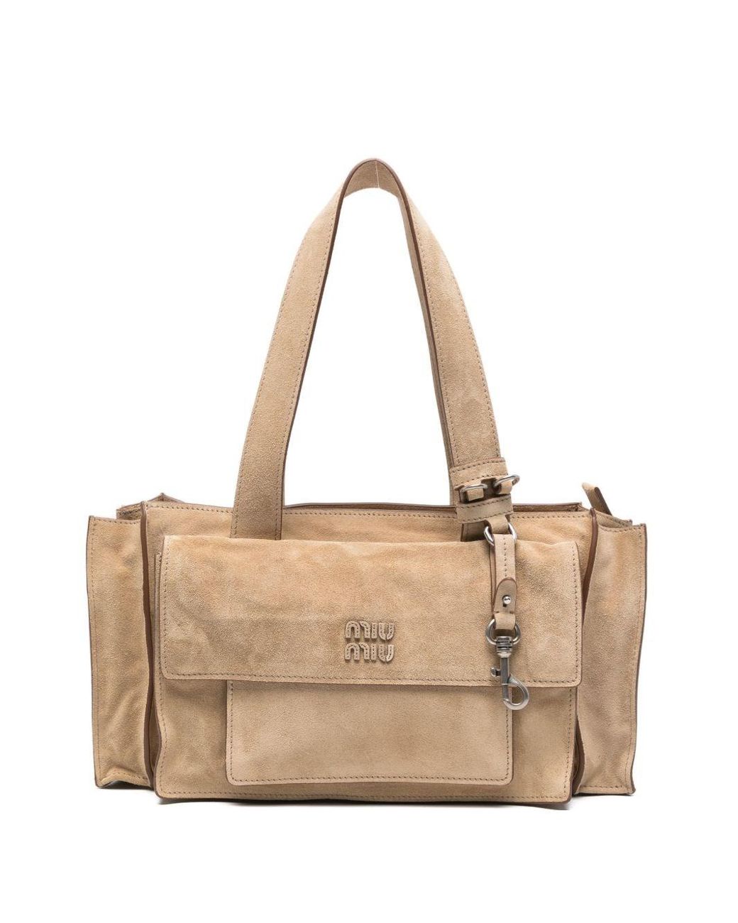 Miu Miu Natural Utilitaire Suede Leather Tote Bag