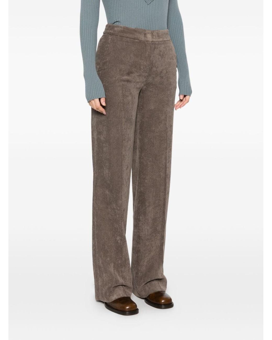 Via Masini 80 Brown Velvet Trousers By