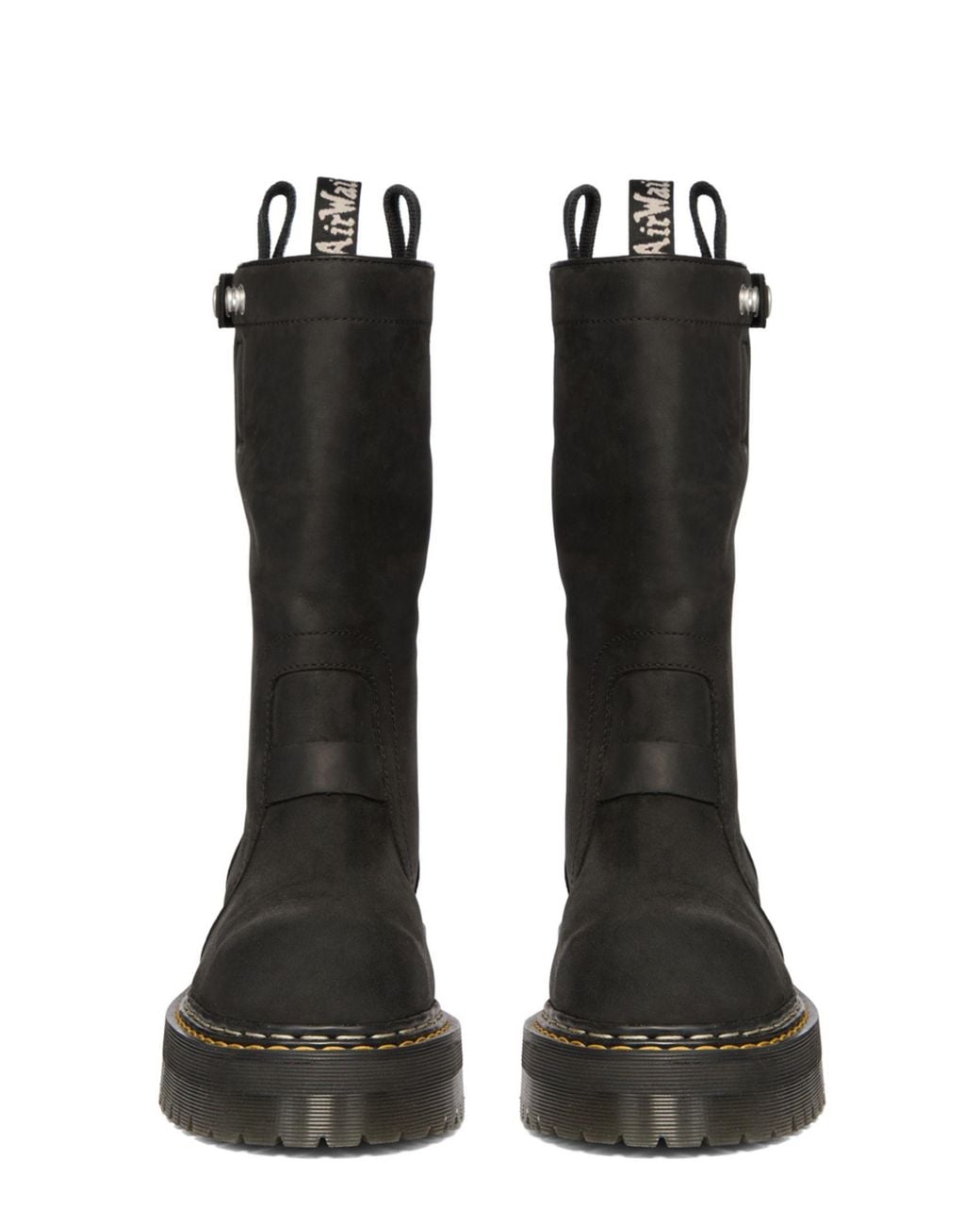 Dr. Martens Black Mid-Calf Pull-On Boots With Quad Sole And Rugged Design for men